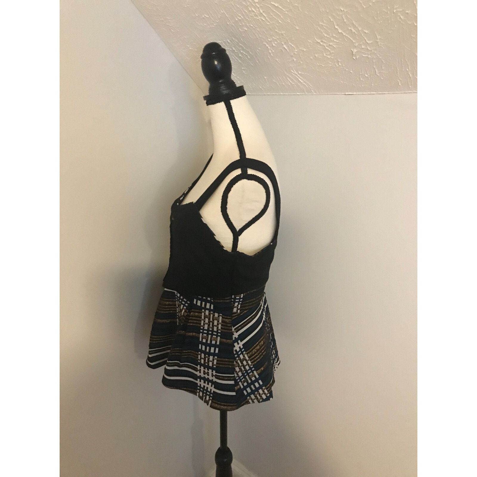 Anthropologie Anthropologie Deletta Nathalie Plaid Metallic Peplum Tank Size M / US 6-8 / IT 42-44 - 2 Thumbnail