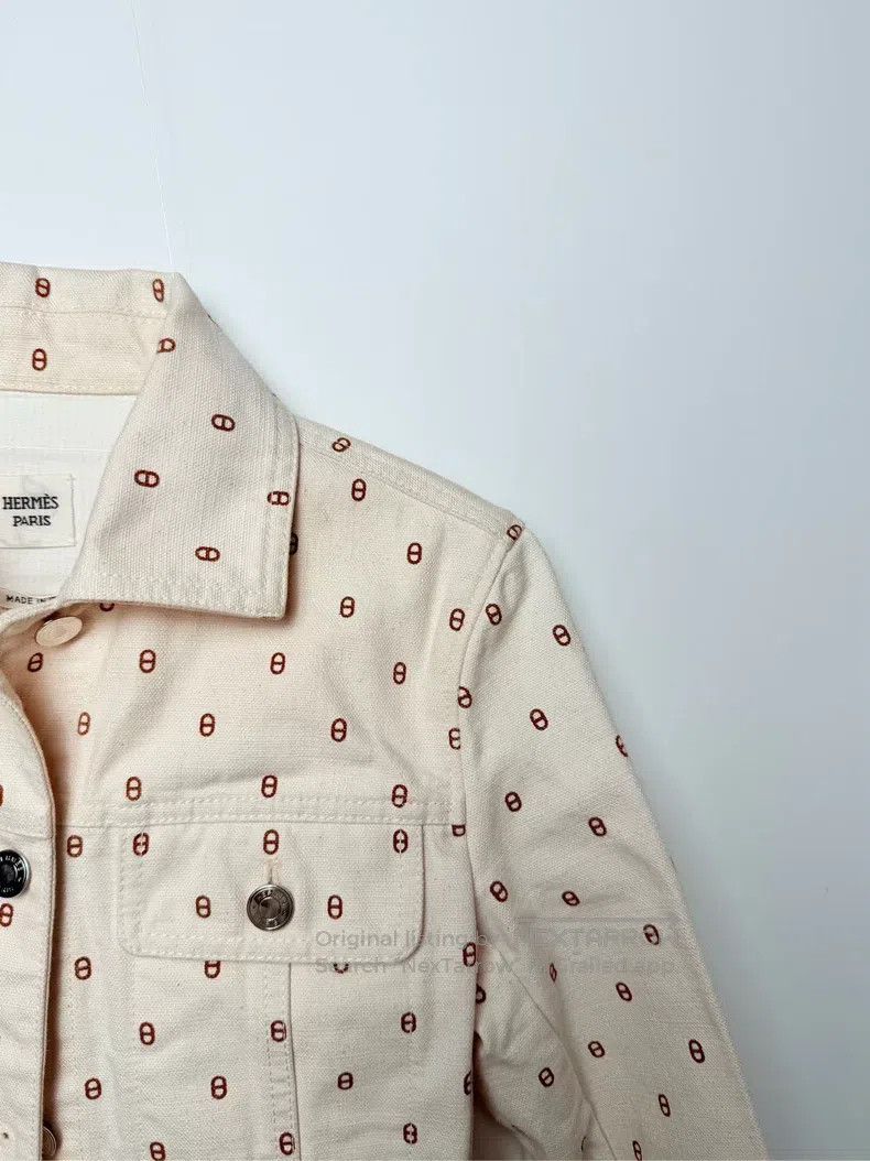 Hermes Hermes White pig nose denim jacket Size XXS / US 00 / IT 34 - 5 Thumbnail