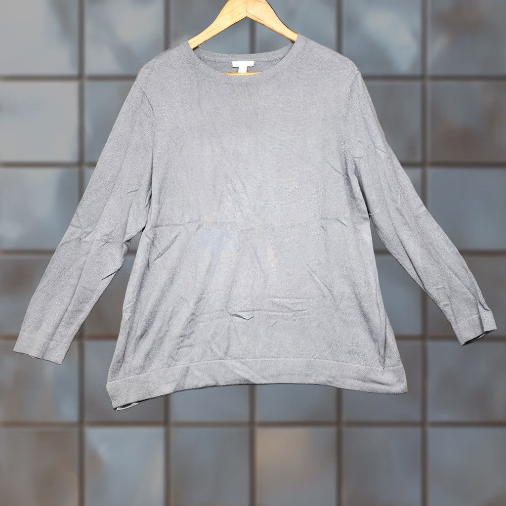 J. Jill J Jill Top Women Large Petite Blue Cornflower Long Sleeve Stretch Viscose Cotton Size L / US 10 / IT 46 - 1 Thumbnail