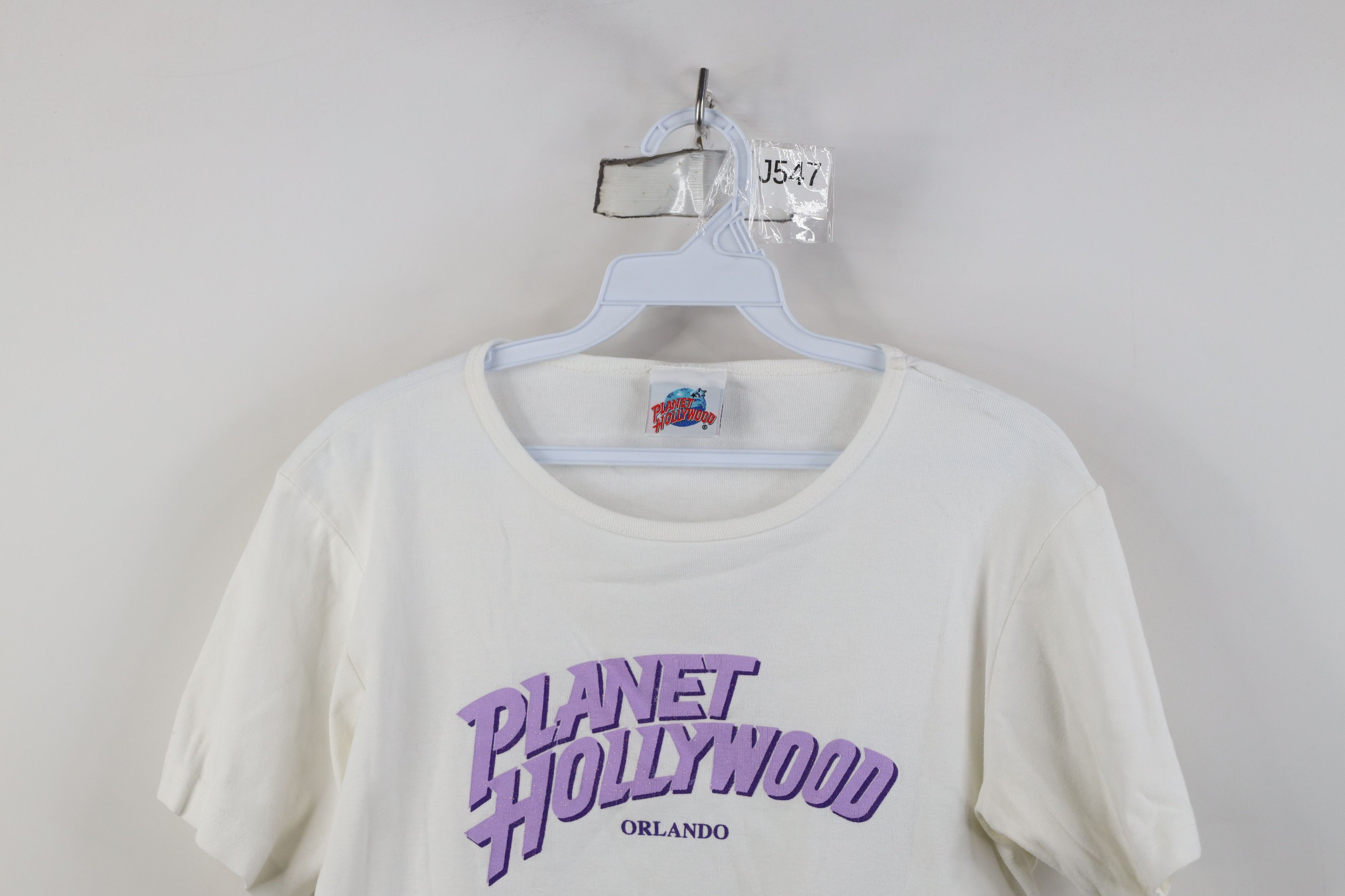Vintage Vintage 90s Planet Hollywood Cropped Ribbed Knit T-Shirt USA Size US L / EU 52-54 / 3 - 2 Thumbnail
