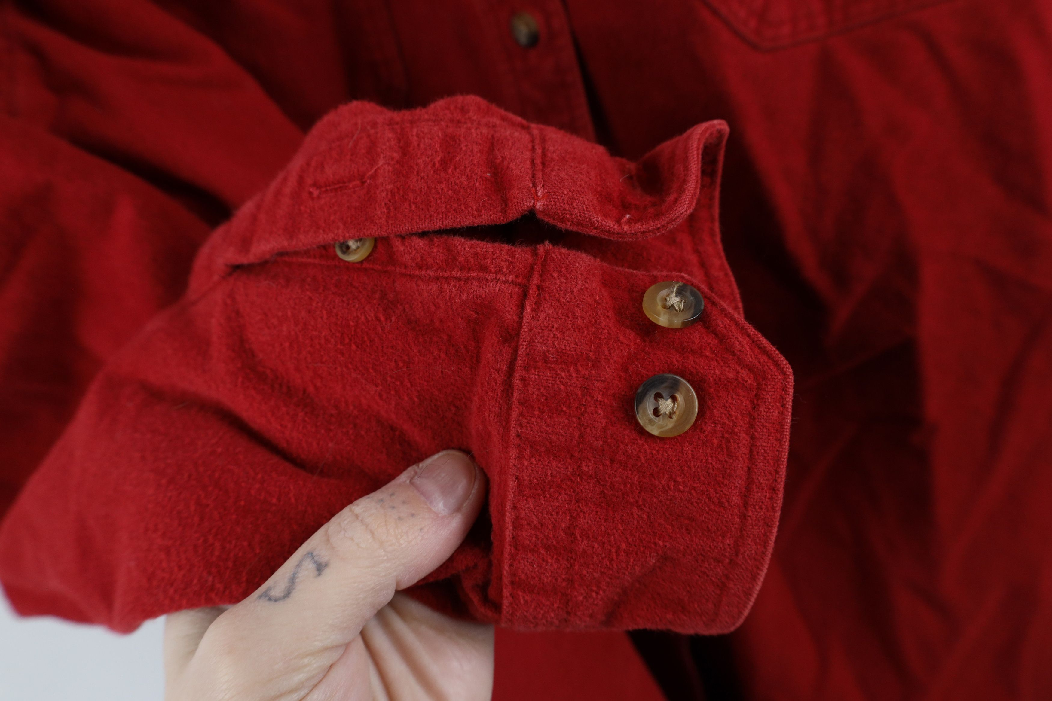 Lands' End × Vintage Vintage 90s Lands End Chamois Cloth Button Shirt Red USA Size XXL / US 16-18 / IT 52-54 - 8 Thumbnail