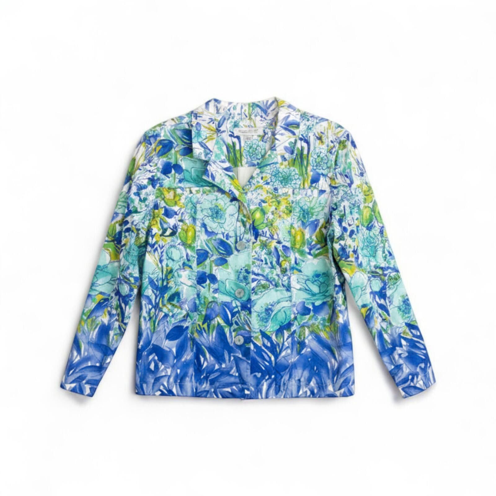 Coldwater Creek Coldwater Creek Blue Floral Jacket Womens Petite Large Size L / US 10 / IT 46 - 1 Thumbnail
