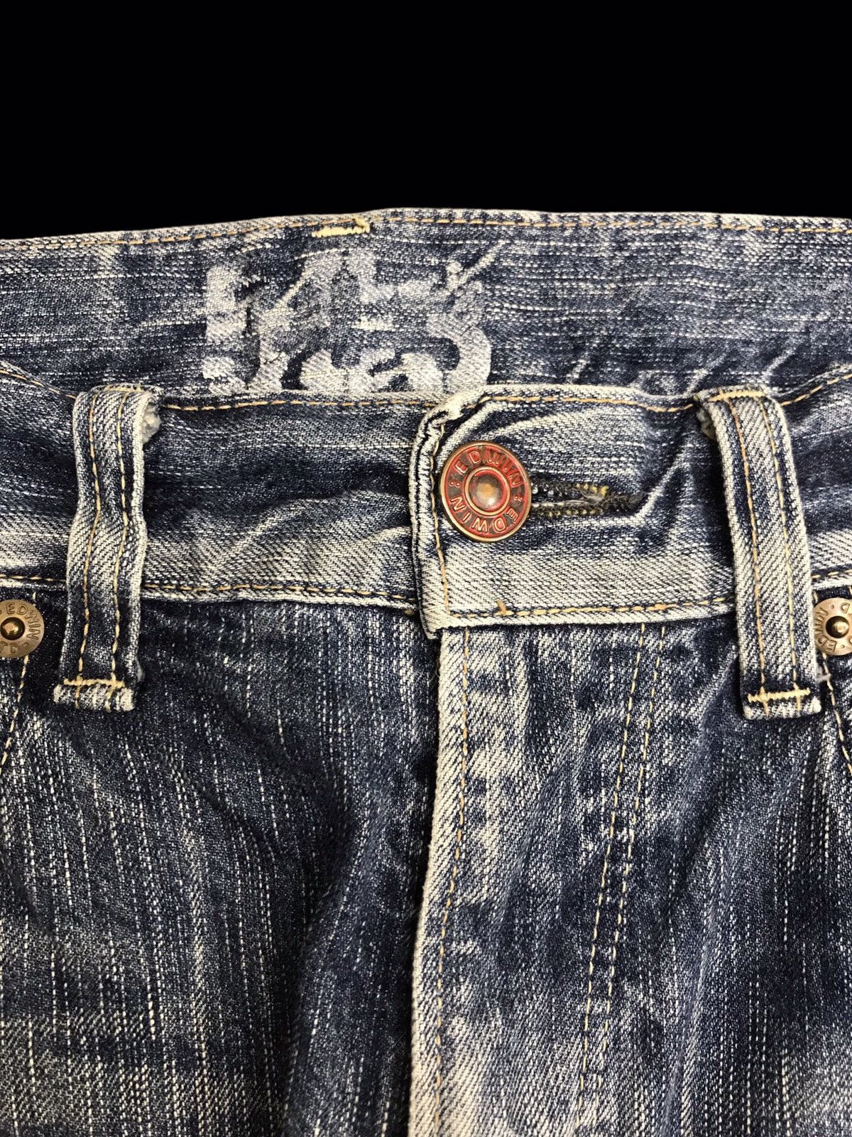 Edwin 💥FLARE💥ARCHIVAL EDWIN 503 SICK FADES FLARE DENIM F416 Size US 35 - 3 Thumbnail
