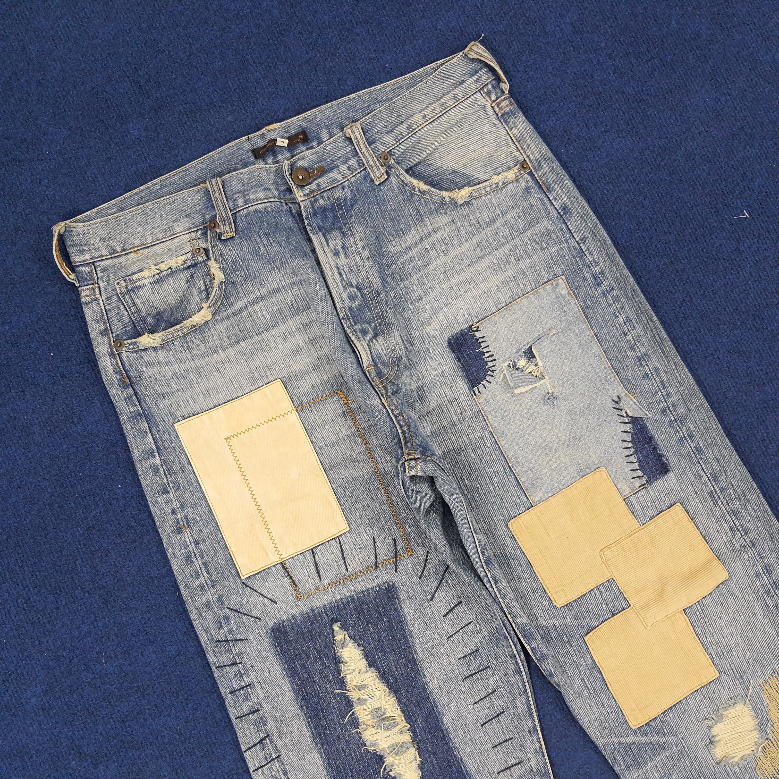 Designer × Vintage Vintage Exhibitionist Patchwork Design Denim Jeans Size US 32 / EU 48 - 2 Thumbnail