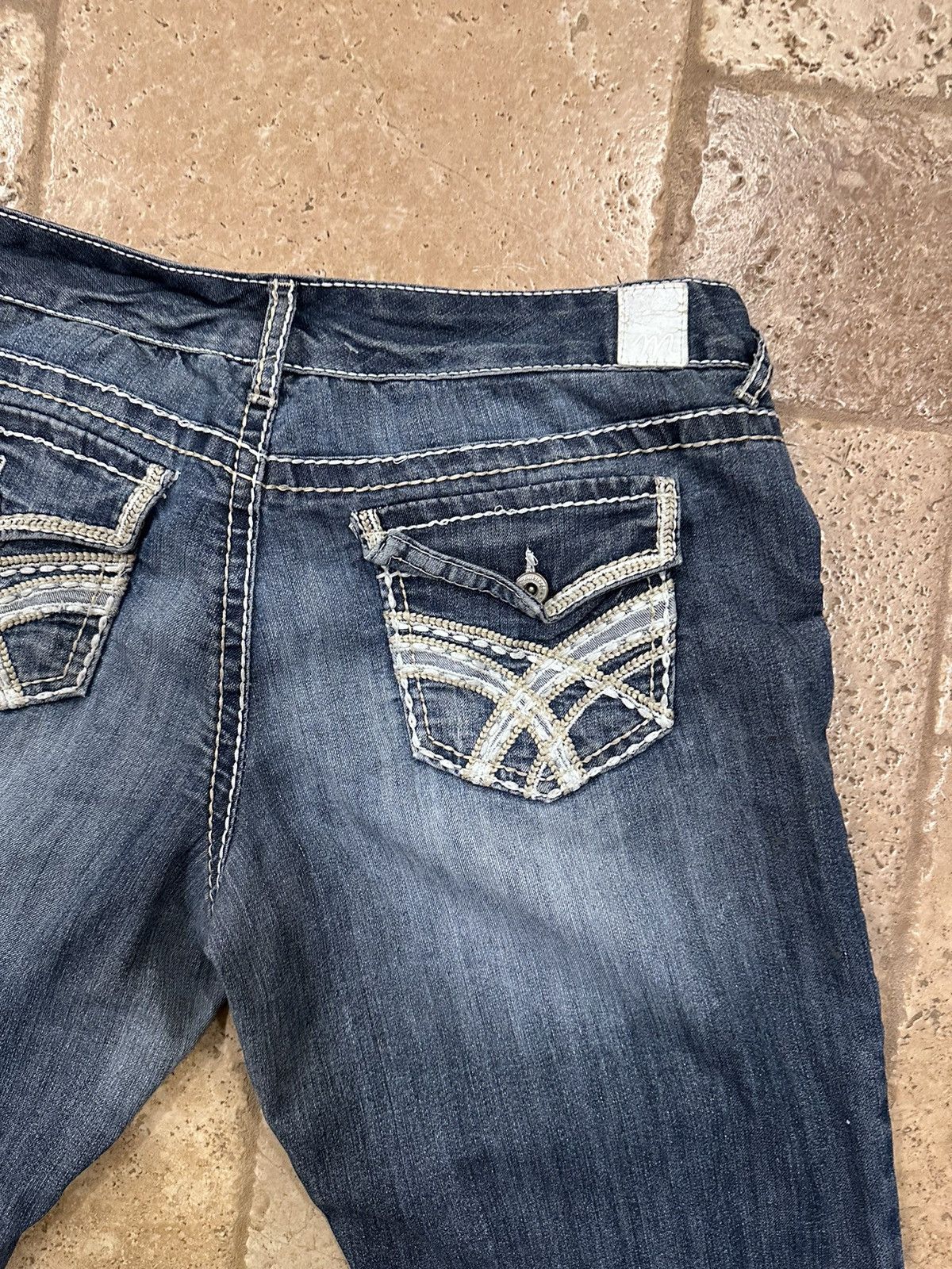 Vintage Maurices Bethaniestyle Rose Patch Dark Blue Denim Jeans Size 36" / US 14 / IT 50 - 8 Thumbnail