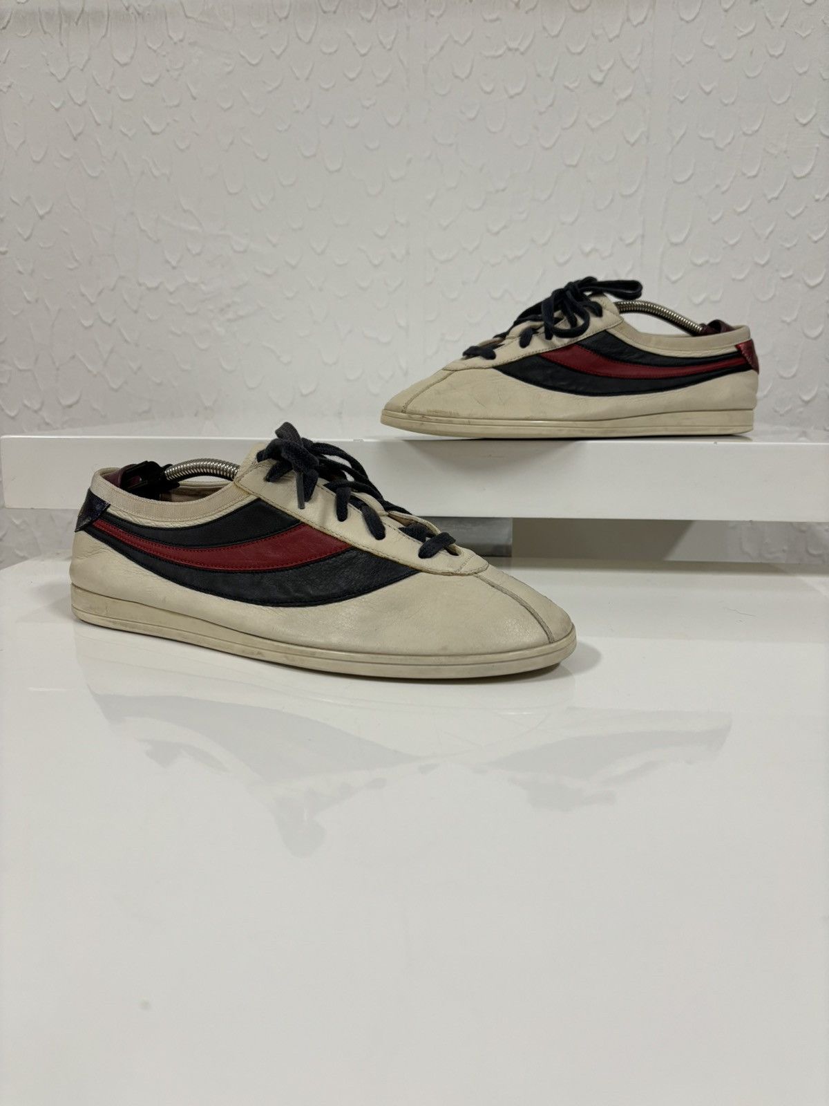 Designer × Gucci × Paolo Gucci FALACER Web Hebron Leather Stripe Low-Top Sneakers Trainers Size US 7.5 / EU 40-41 - 2 Thumbnail