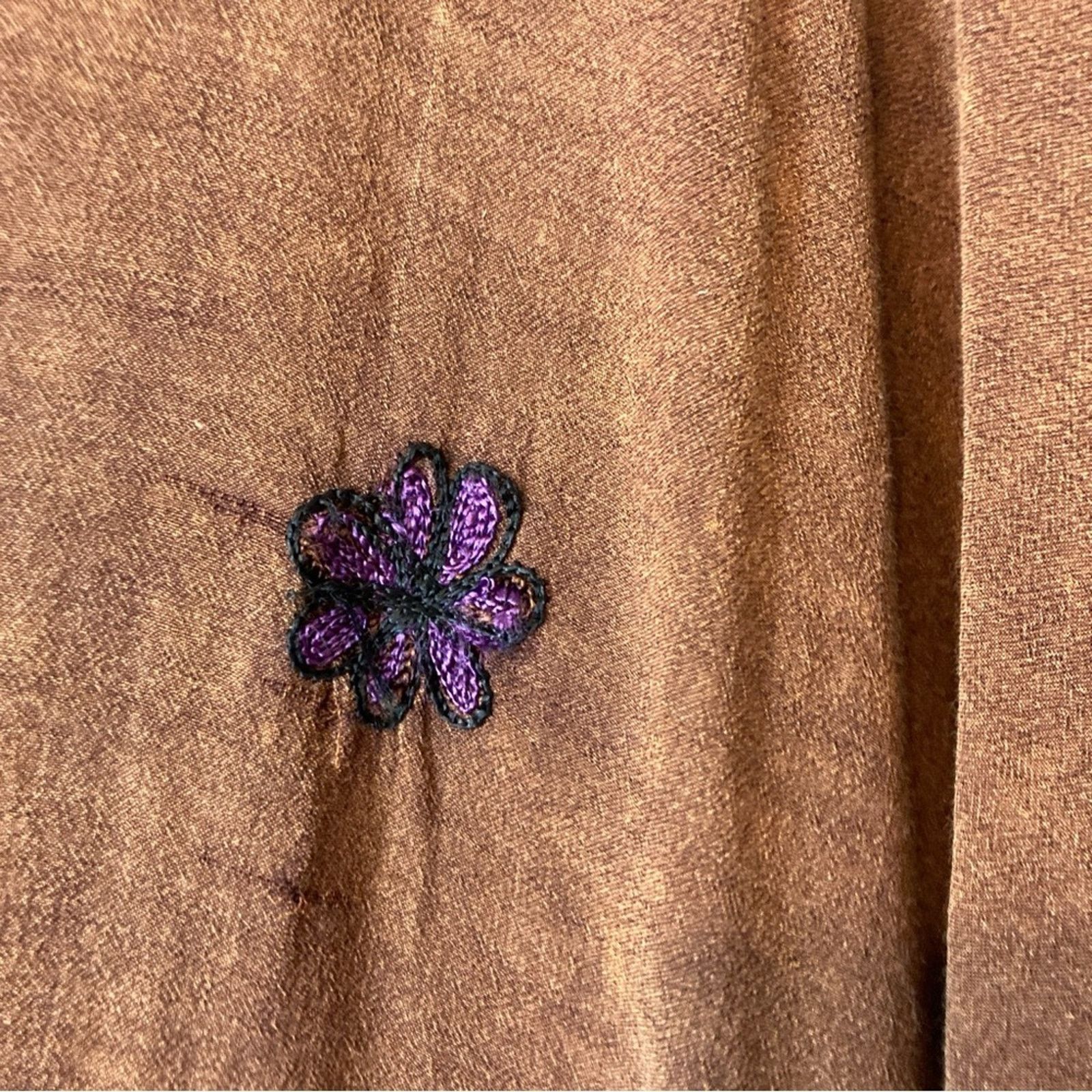 Vintage Vintage! Indonesian Embroidered Brown Tunic Shirt Top Size M / US 6-8 / IT 42-44 - 10 Thumbnail
