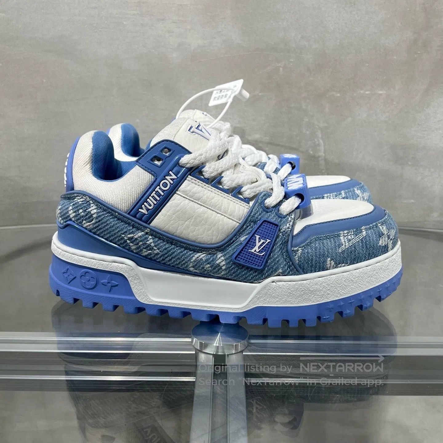Louis Vuitton Louis Vuitton Trainer Xiao Pangding White Blue Jeans shoes Size US 6 / IT 36 - 4 Thumbnail