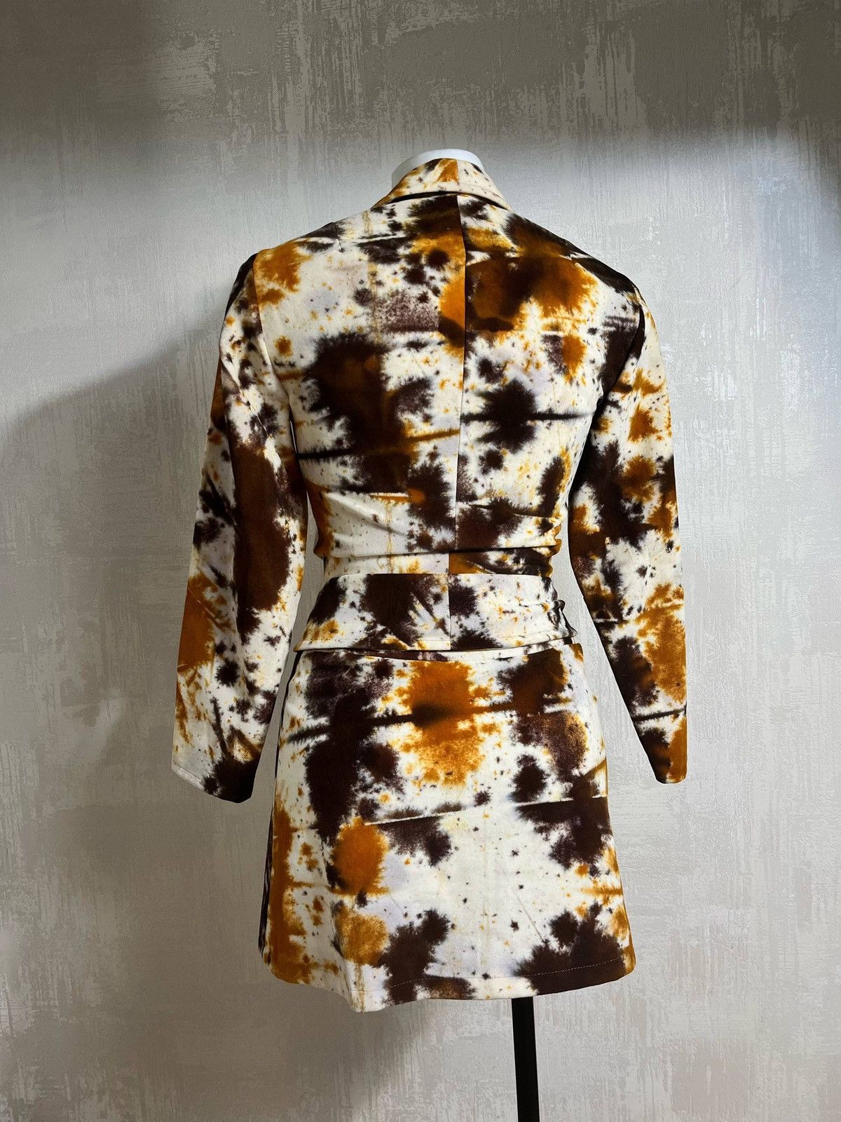 Japanese Brand Vintage Cow Print Acid Wash Denim Mini Skirt & Jacket Set S Size XS / US 0-2 / IT 36-38 - 6 Thumbnail