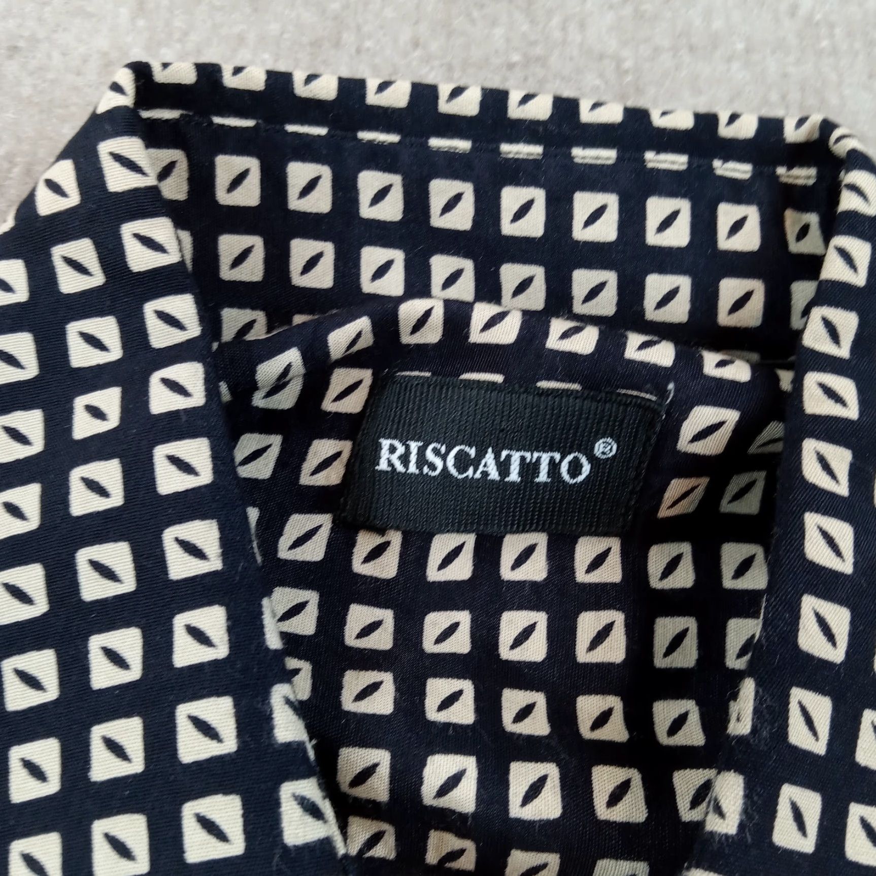 Vintage Riscatto Mens Shirt Large Black White Short Sleeve Button Up Pocket Casual Mens Regular, Button-Down Collar, Geometric Pattern, All Seasons, Workwear Size US L / EU 52-54 / 3 - 5 Thumbnail