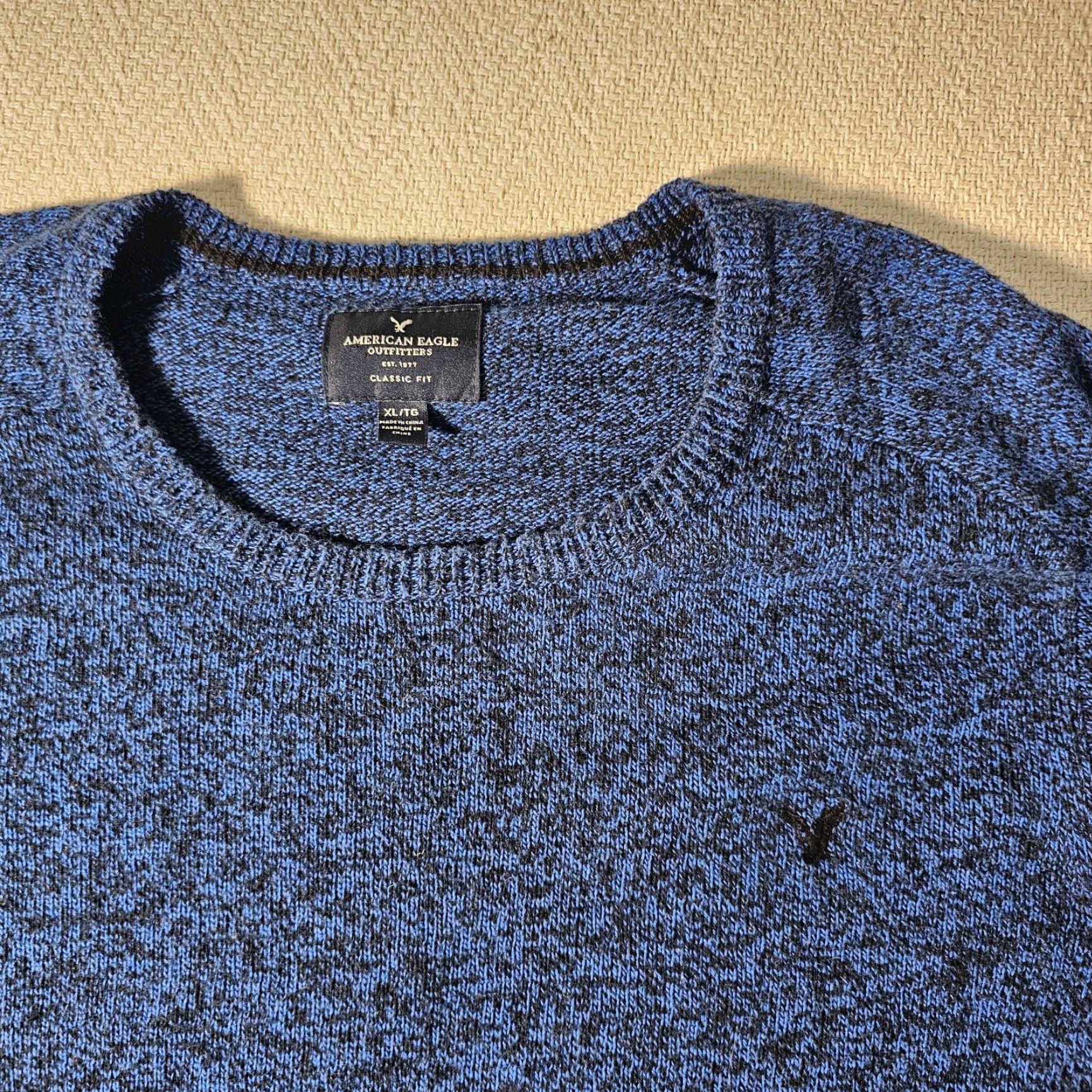 American Eagle Outfitters American Eagle Outfitters Sweater Men XL Classic Fit Crew Neck Wool Blend Blue Black Marled Knit Pullover All Seasons Baggy? (Oops) Size US XL / EU 56 / 4 - 2 Thumbnail