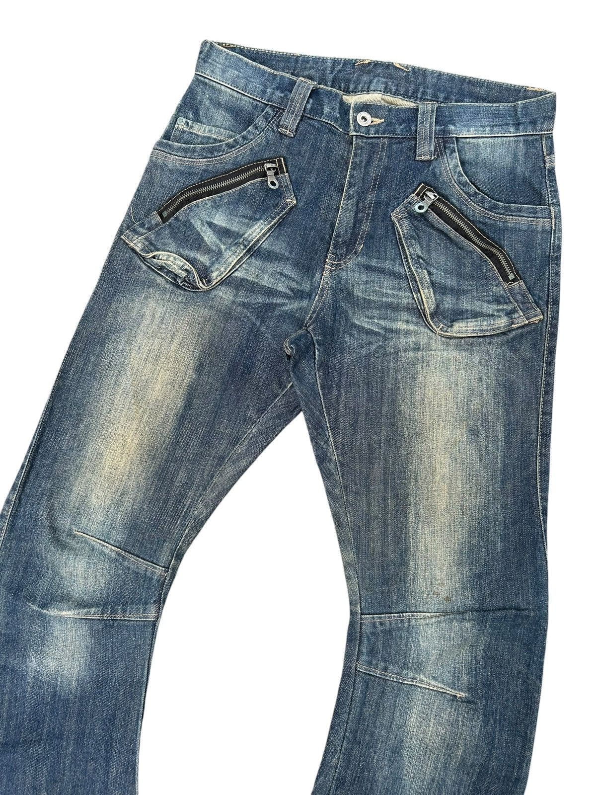 If Six Was Nine PPFM Japanese Punk Style Curve Cut Denim Jeans Size US 31 - 3 Thumbnail