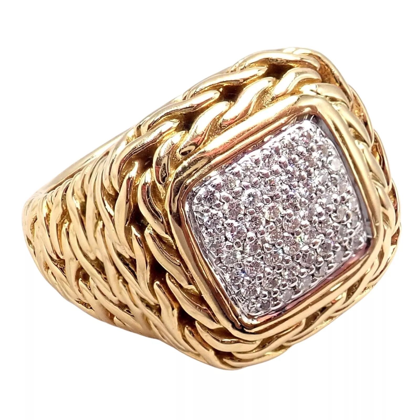 The Unbranded Brand John Hardy 18k Yellow Gold Diamond Signet Signature Ring Size ONE SIZE - 1 Thumbnail