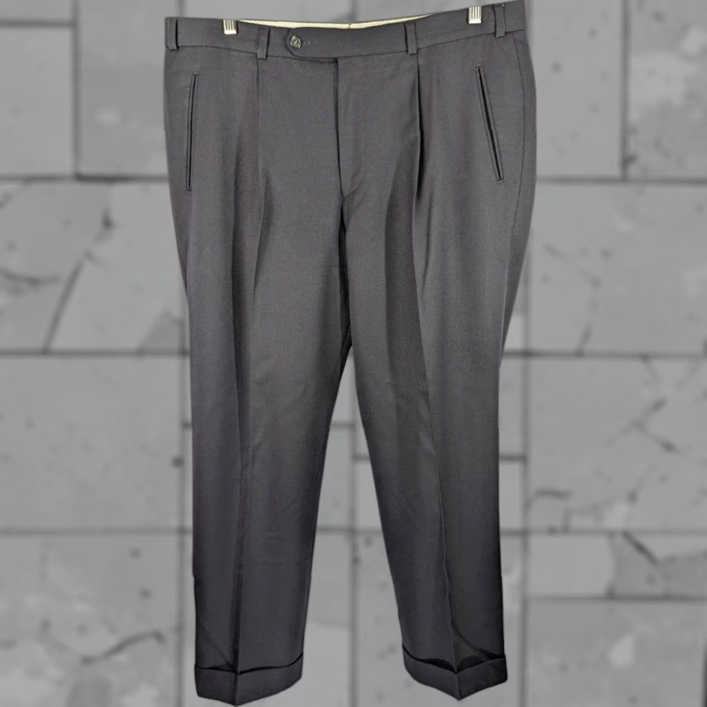 Hiltl Wool Pants Stretch Black Mens 40x28.5 Regular Straight Chino 5-Pocket Logo Breathable Vintage No