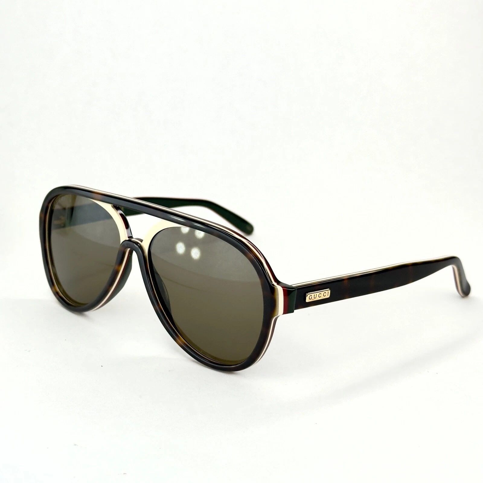 Gucci GUCCI GG0270S 0270 Havana Ivory Brown Aviator Sunglasses 003 Size ONE SIZE - 7 Thumbnail