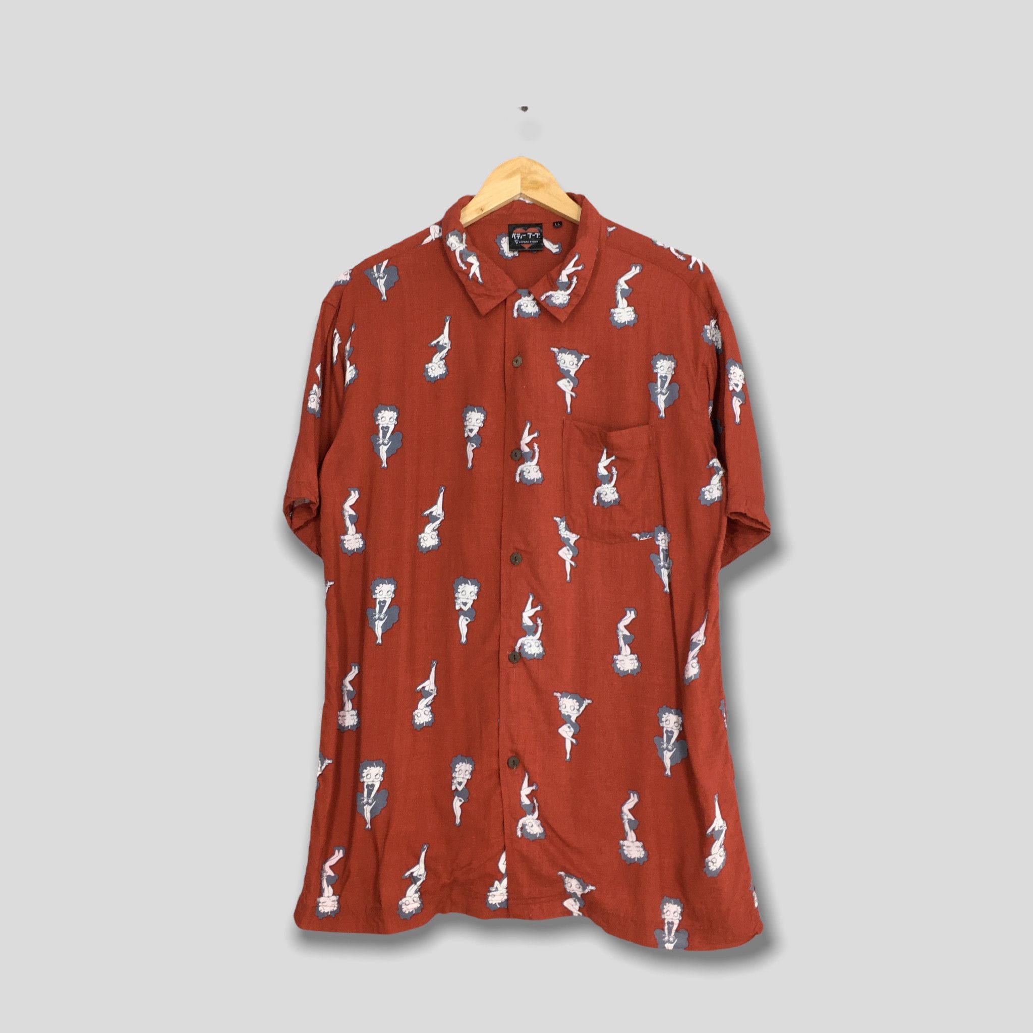 Cartoon Network Betty Boop Sexy Cartoon Hawaii Rayon Button Shirt Large Size US L / EU 52-54 / 3 - 1 Thumbnail