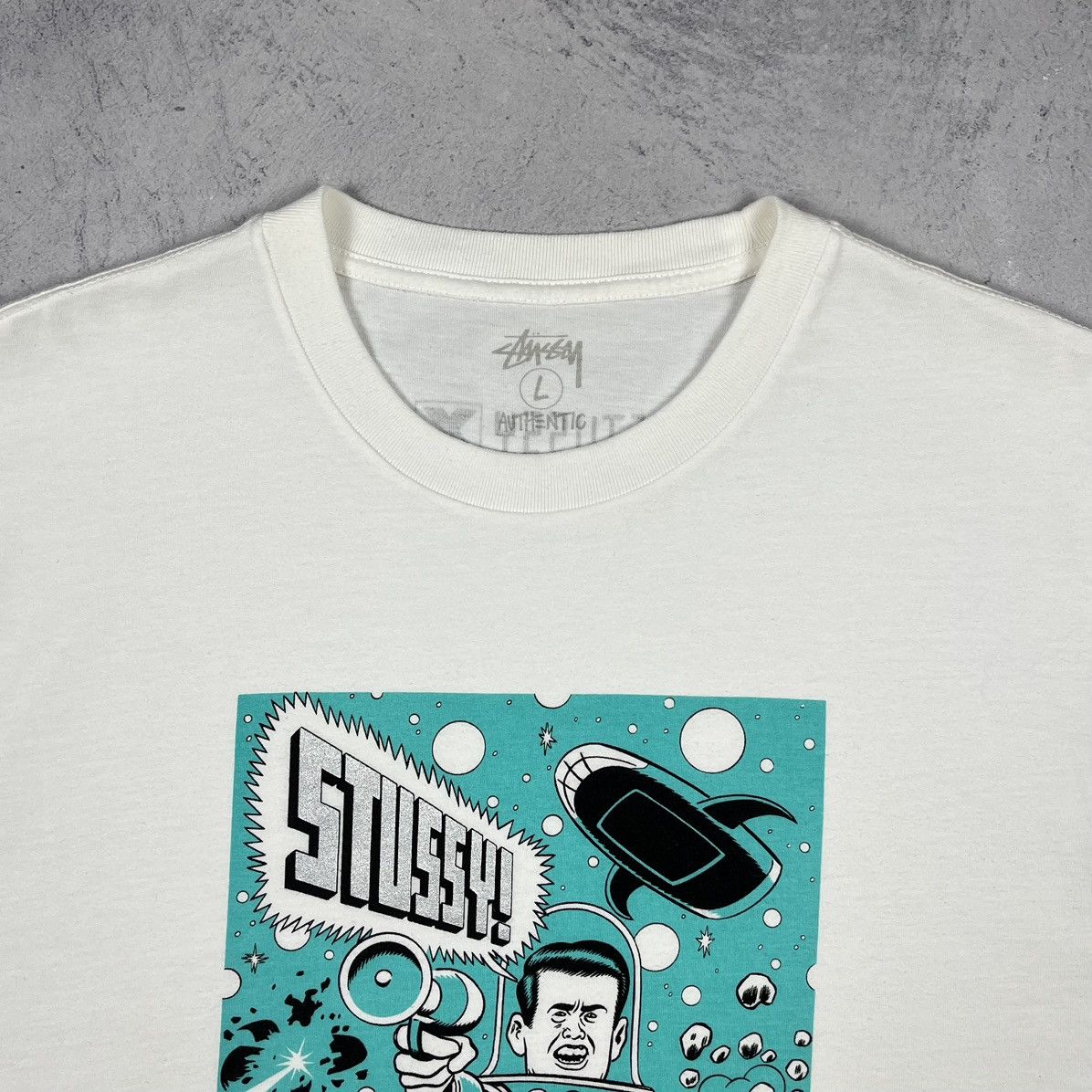 Stussy Stussy x Daniel Clowes y2k cropped big logo tee Size US L / EU 52-54 / 3 - 7 Thumbnail