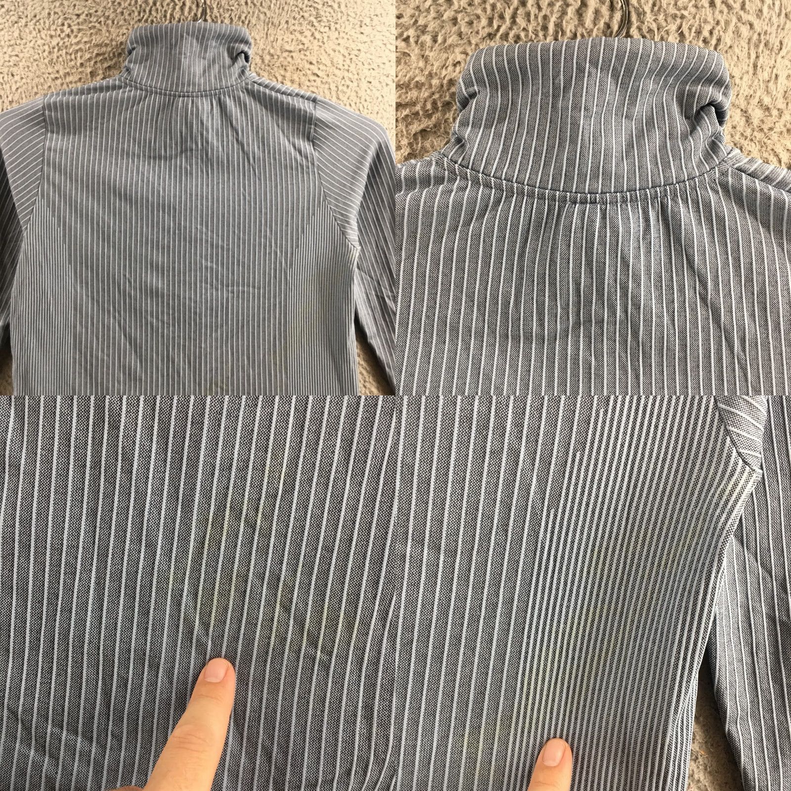 Athleta Athleta Top Womens Small Gray White Stripe Snap Mock Neck Long Sleeve Shirt Size S / US 4 / IT 40 - 8 Thumbnail