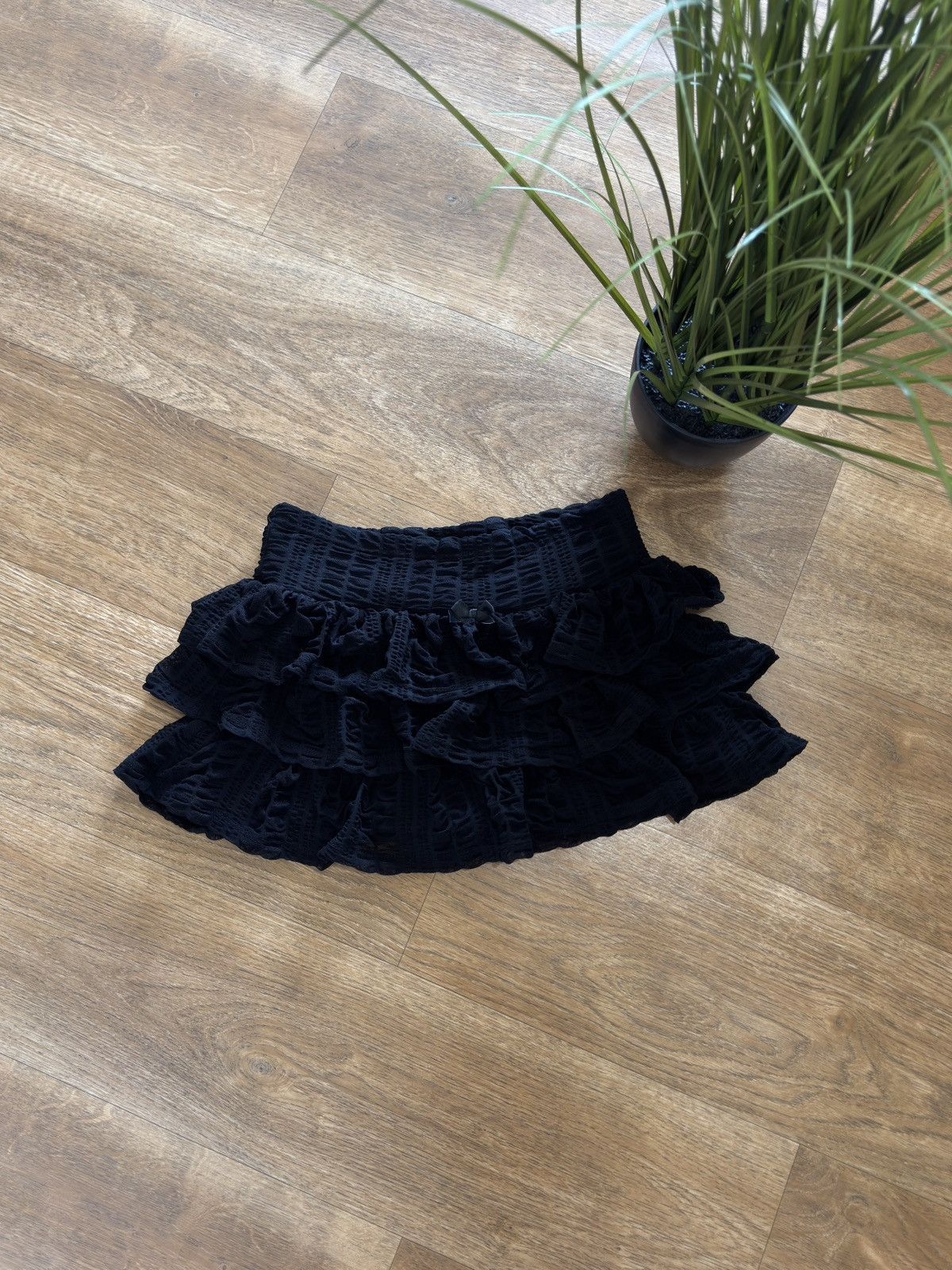 Vintage LACE RUCHES BOW Y2K MINI SHORTS SKIRT Size 25" / US 0 / IT 36 - 2 Thumbnail