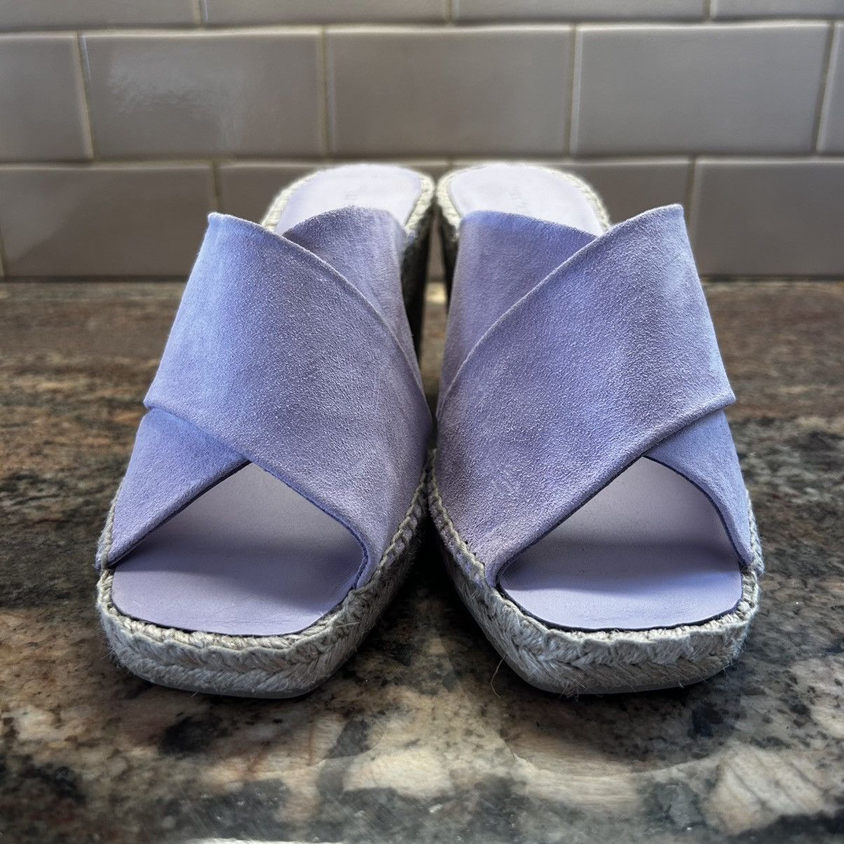 Vince NEW $250~VINCE~Lavender Suede Espadrille Wedge Sandals~9/9.5 Size US 9.5 / IT 39.5 - 4 Thumbnail