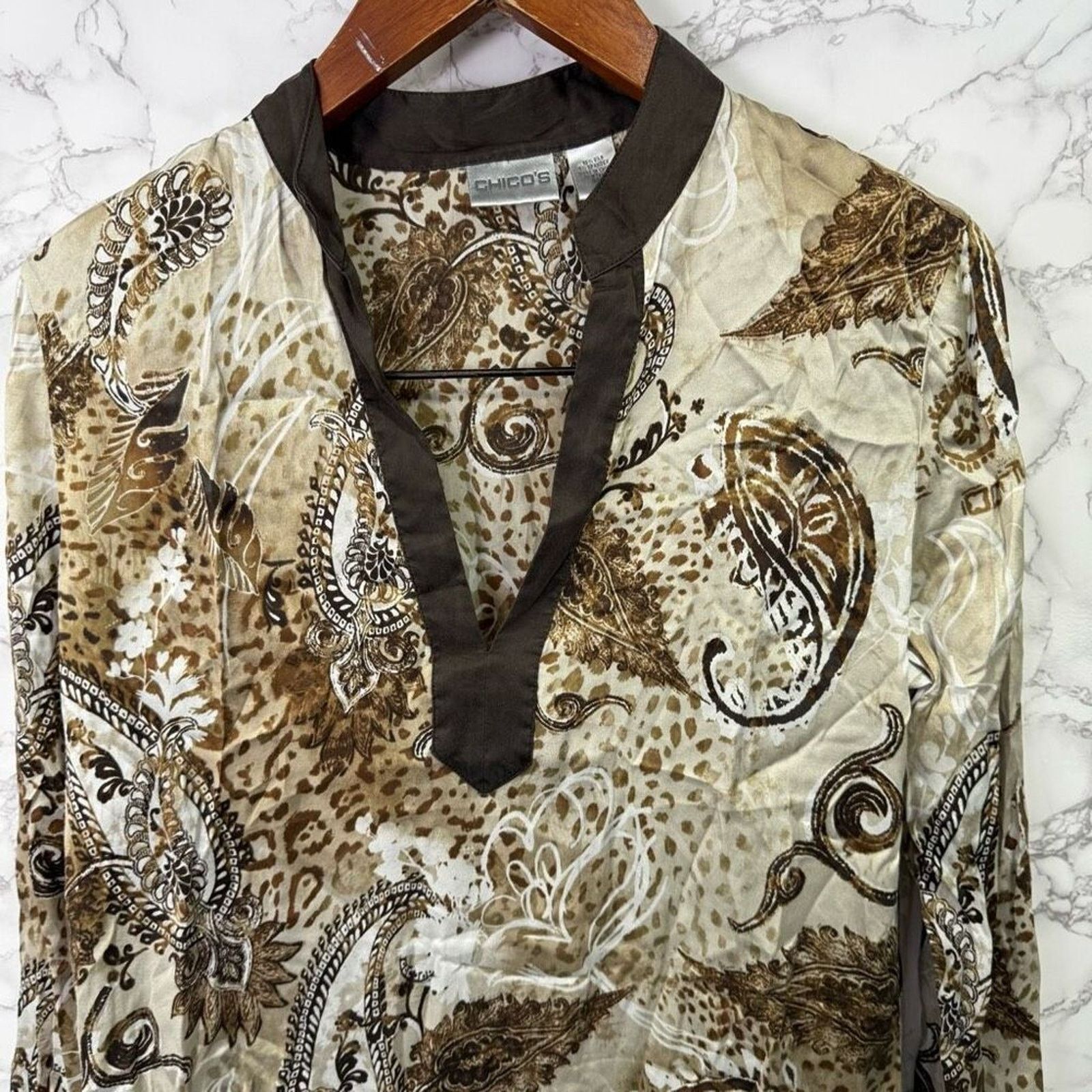 Chicos Chico’s Women’s Silk Blouse Shirt Top sz 1 (Medium) #G444 Size M / US 6-8 / IT 42-44 - 5 Thumbnail