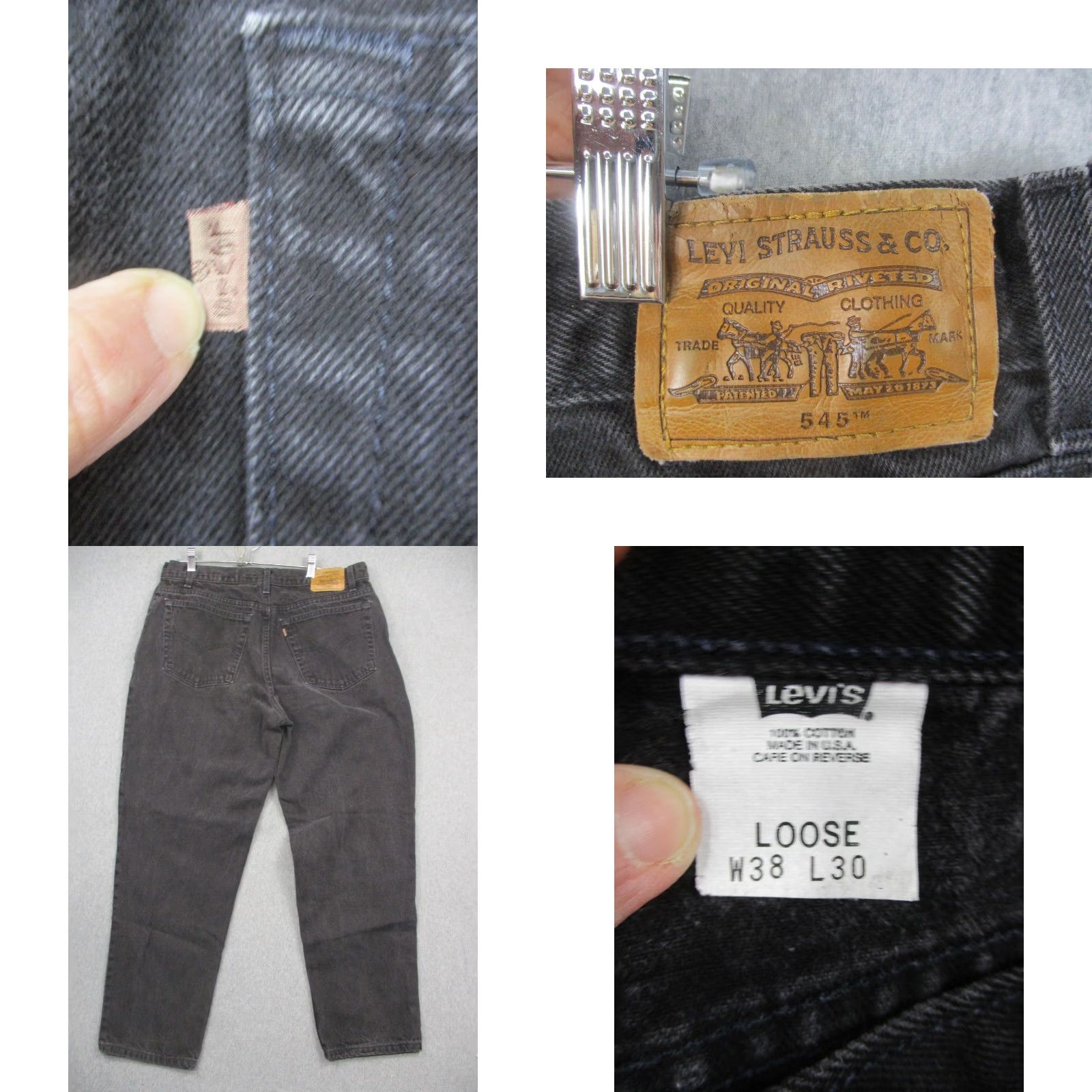Levi's VINTAGE Levi's 545 Jeans Mens 38x30 Black Loose Fit Tapered Leg Made in USA 90s Denim Size US 38 / EU 54 - 8 Thumbnail
