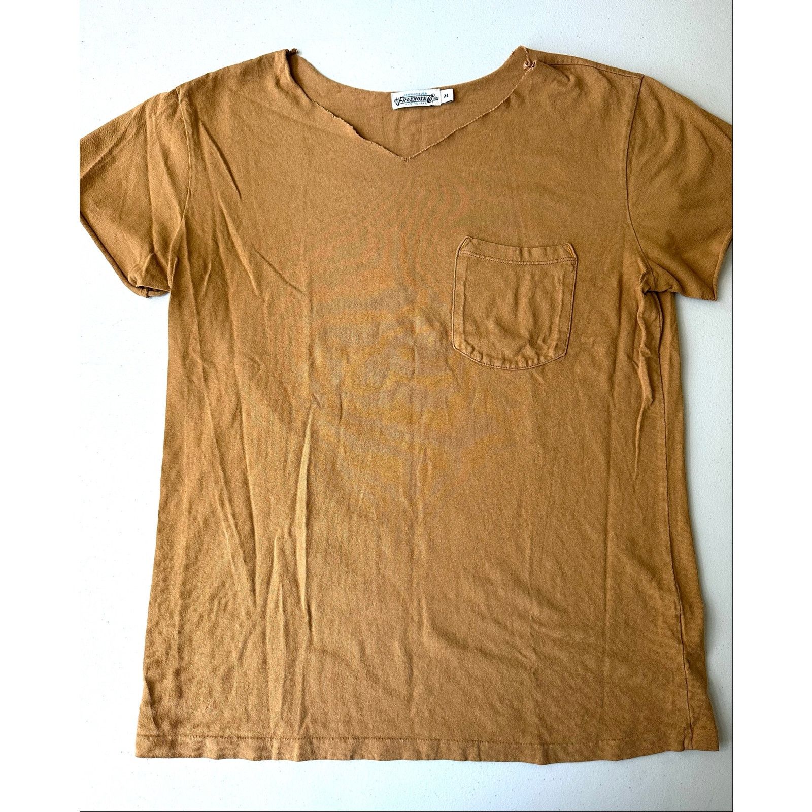 Freenote Freenote Cloth Pocket T Shirt M Mustard Distressed Cut Size M / US 6-8 / IT 42-44 - 1 Thumbnail