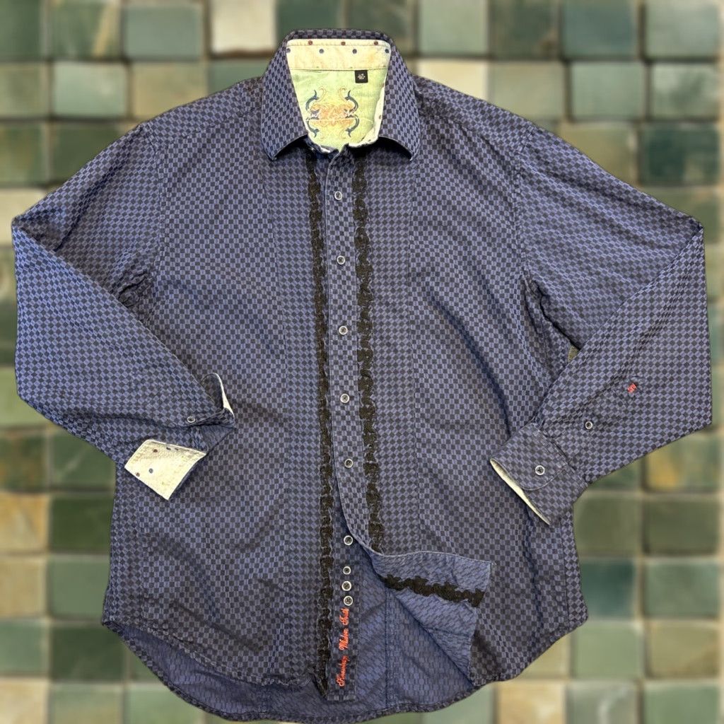 Robert Graham Robert Graham Mens Blue Long Sleeve Button-Up Classic Sport Shirt L Size US L / EU 52-54 / 3 - 1 Thumbnail