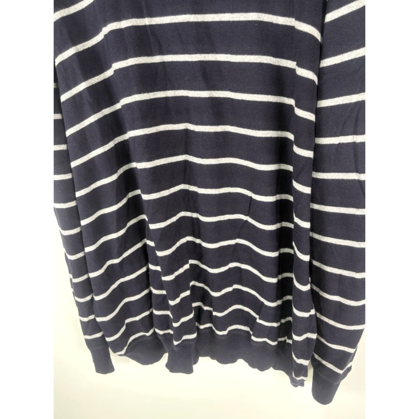 Lands' End Lands' End Men’s Sweater 2XL Casual Crew Neck Pullover Blue Stripe Cashmere Cotton Knit Size US XXL / EU 58 / 5 - 6 Thumbnail
