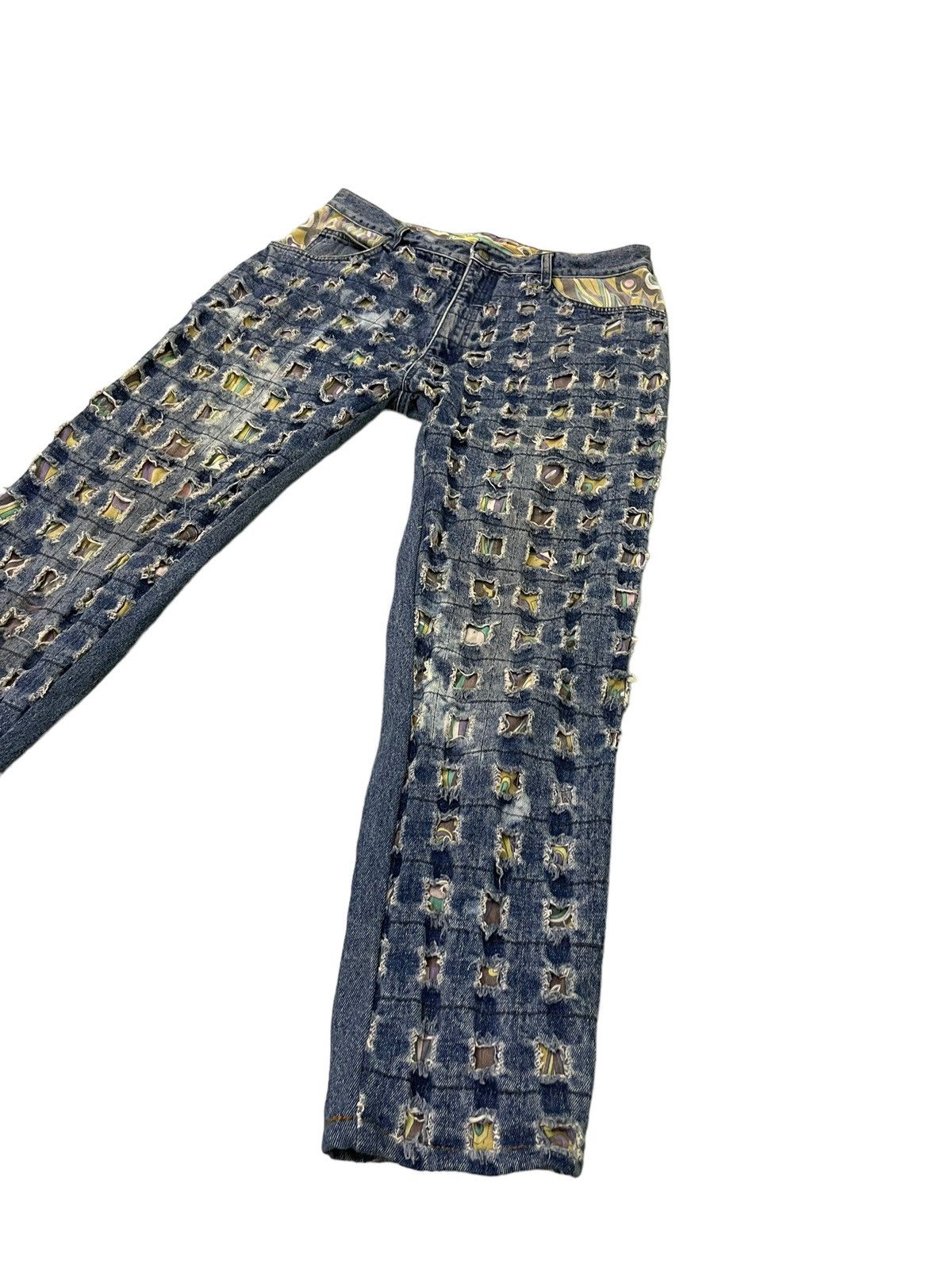 Japanese Brand Full Distress Jeans Vtg Unknown Brand Tapered 7🟦8 Size US 34 / EU 50 - 3 Thumbnail