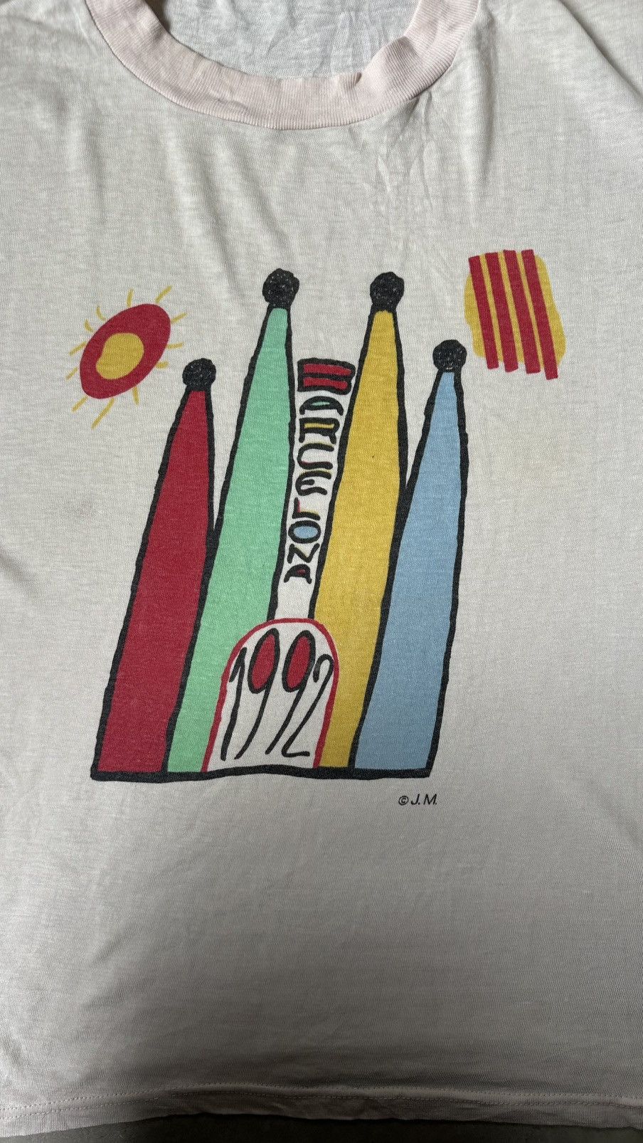 Vintage VINTAGE OLYMPICS BARCELONA 1992 J.M. PAPERTHIN TEE Size US M / EU 48-50 / 2 - 2 Thumbnail