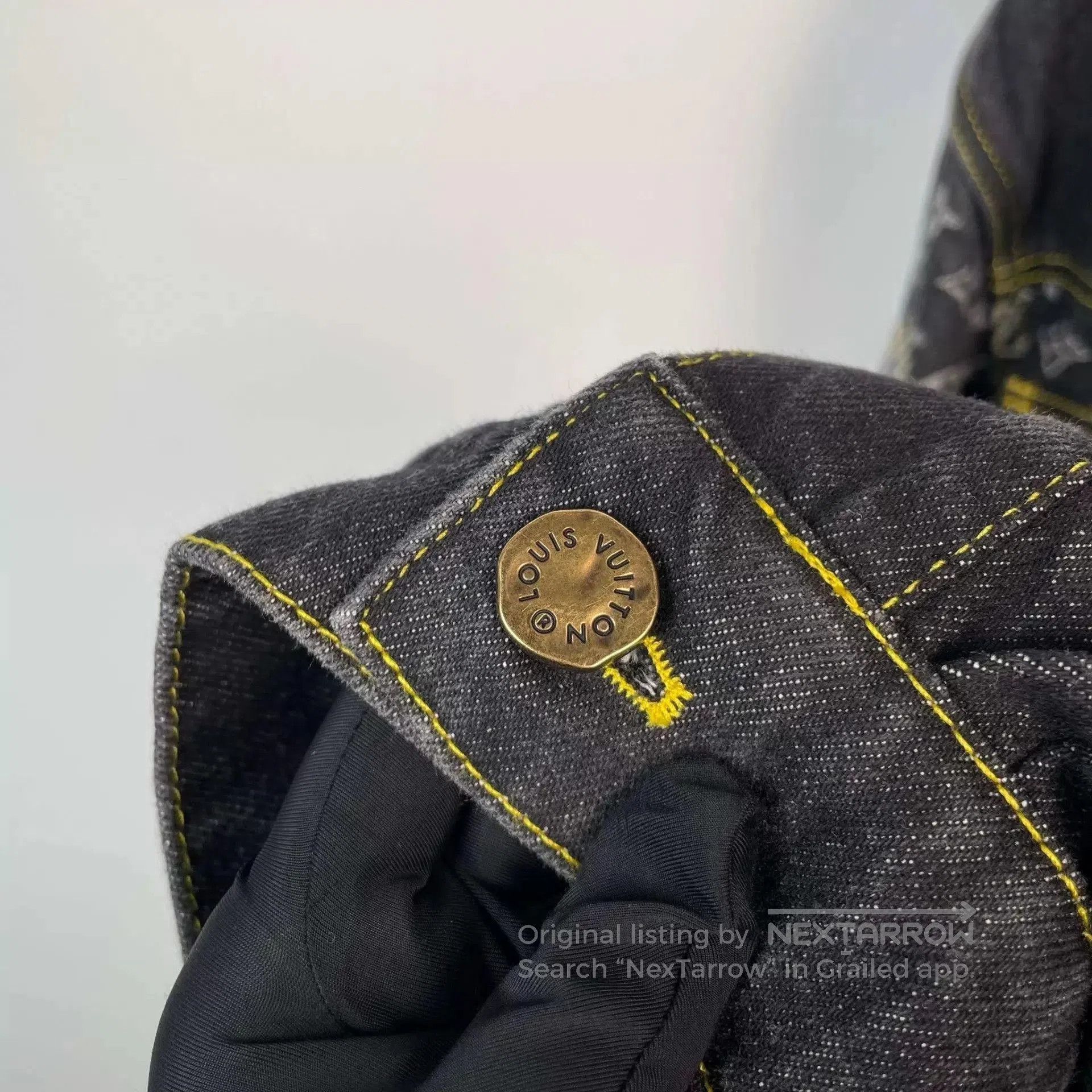 Louis Vuitton Black Denim Jacket with Pattern Details Size S. Size US S / EU 44-46 / 1 - 6 Thumbnail