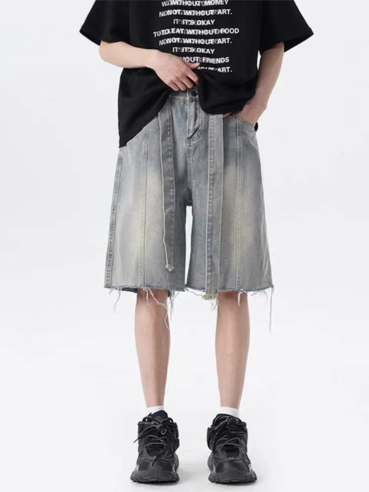 Designer × Japanese Brand Washed Vintage Style Casual Loose Fit Denim Shorts Size US 30 / EU 46 - 2 Thumbnail