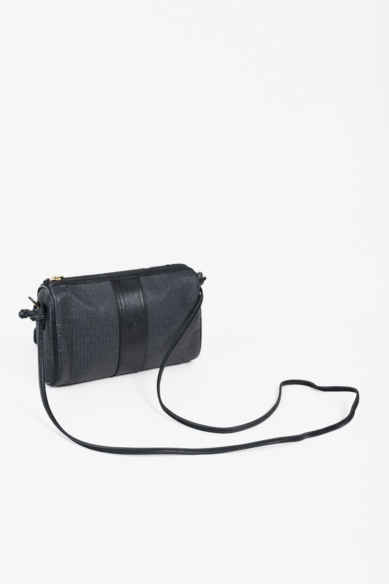 Fendi Fendi Vintage Grey & Black FF Coated Canvas Crossbody Bag Size ONE SIZE - 7 Thumbnail