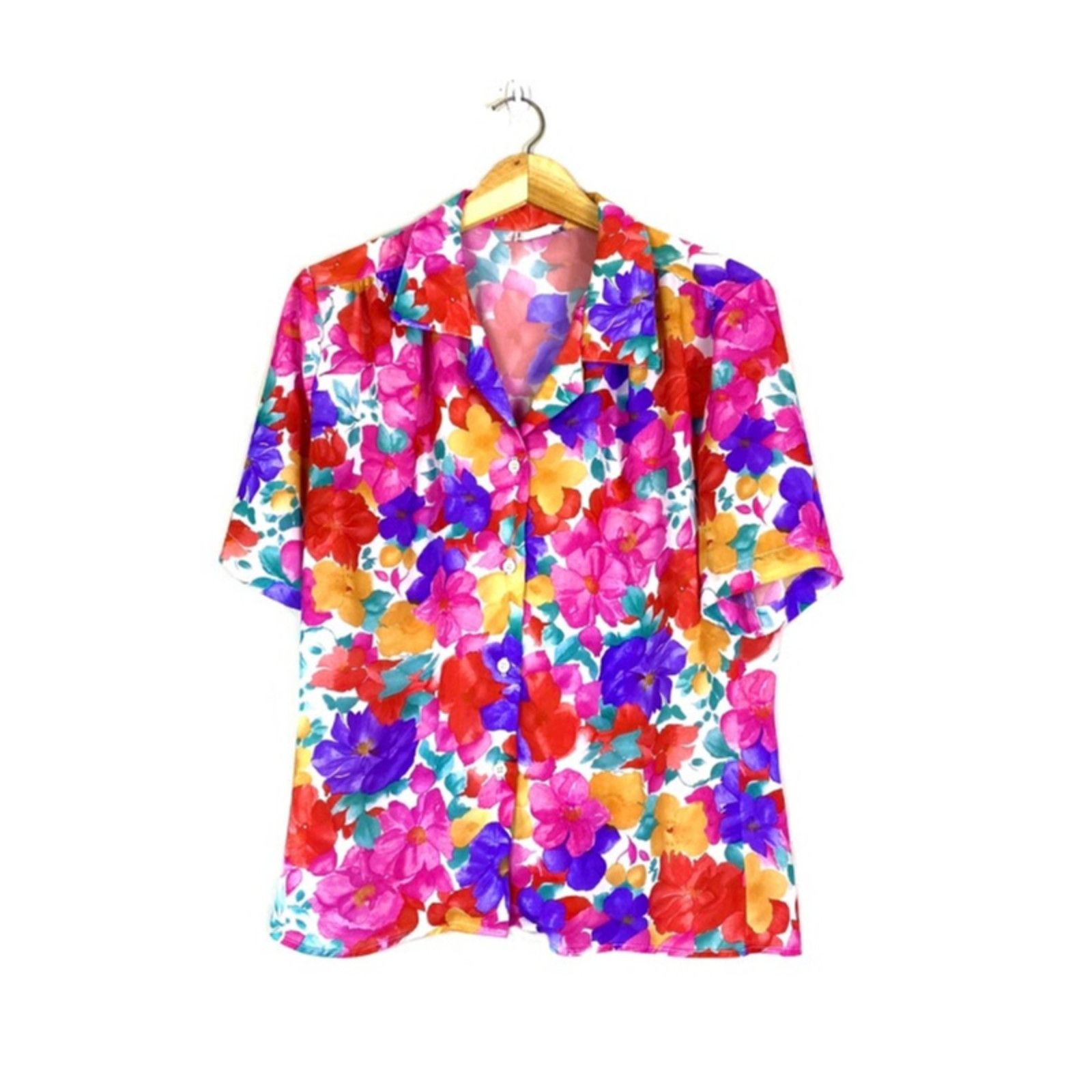Vintage Vintage Vibrant Floral Laura Mae Button Front Shirt 8 Size M / US 6-8 / IT 42-44 - 1 Thumbnail