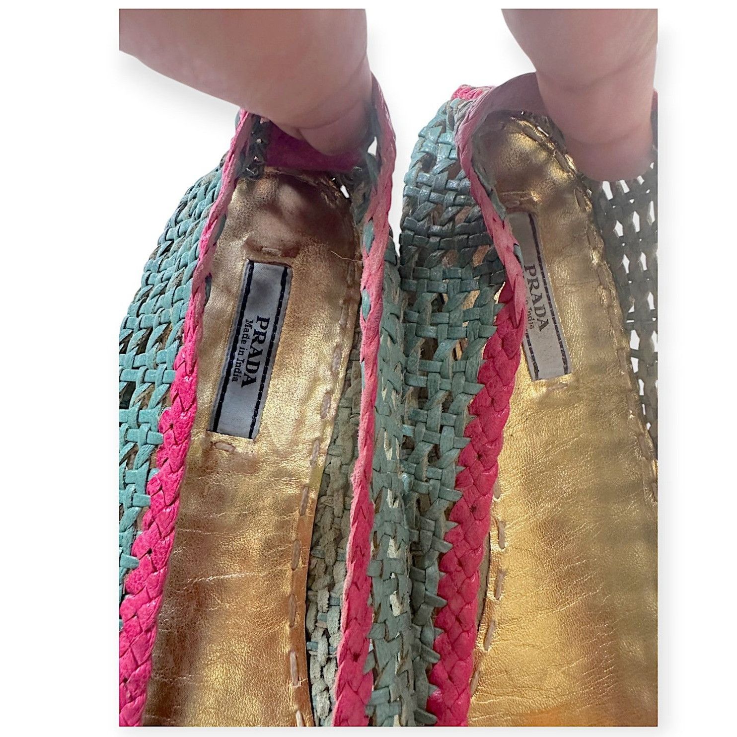 Prada Prada SS2010 Limited Edition Woven Madras Leather Flats – Si Size US 9 / IT 39 - 11 Thumbnail