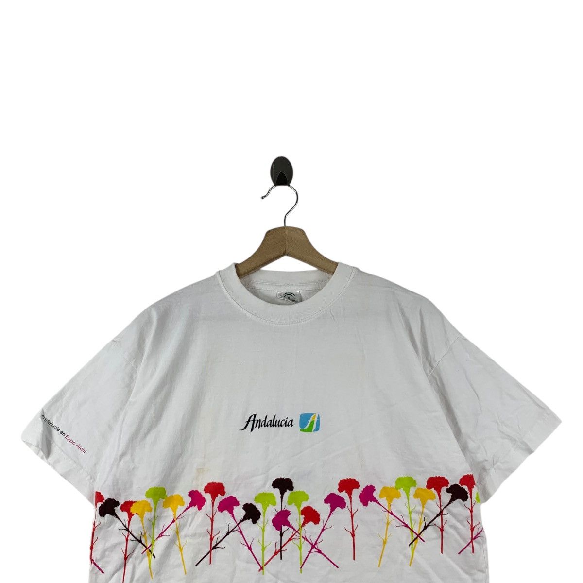 Vintage Vintage ANDALUCIA SPAIN CULTURE Floral Illustration Tee Size L / US 10 / IT 46 - 2 Thumbnail