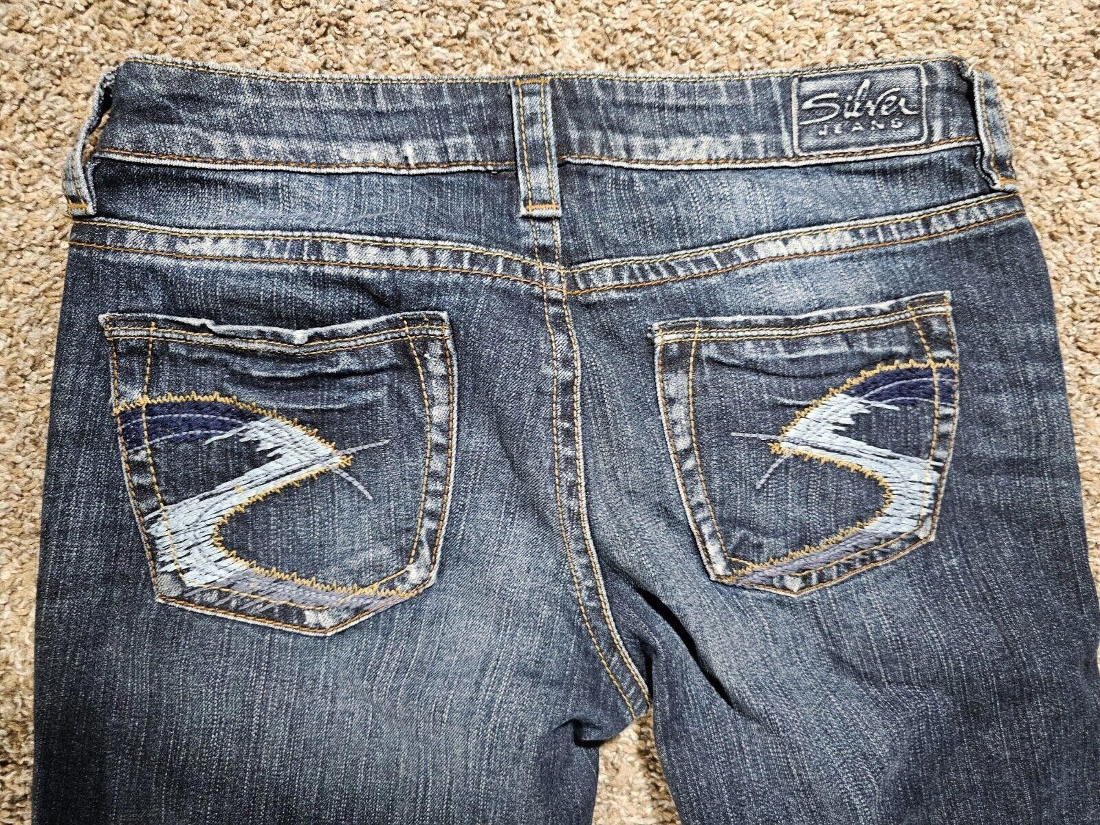 Designer Silver Jeans 28/33 Lola Straight Western Glove Works Canada Size 30" / US 8 / IT 44 - 7 Thumbnail