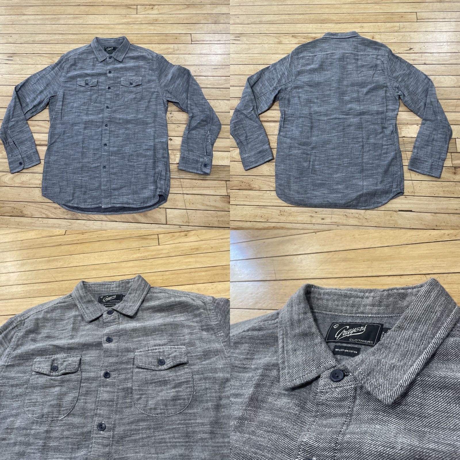 Grayers VINTAGE Grayers Heritage Flannel Shirt Mens Large Solid Gray Button Front Double Pockets Size US L / EU 52-54 / 3 - 9 Thumbnail