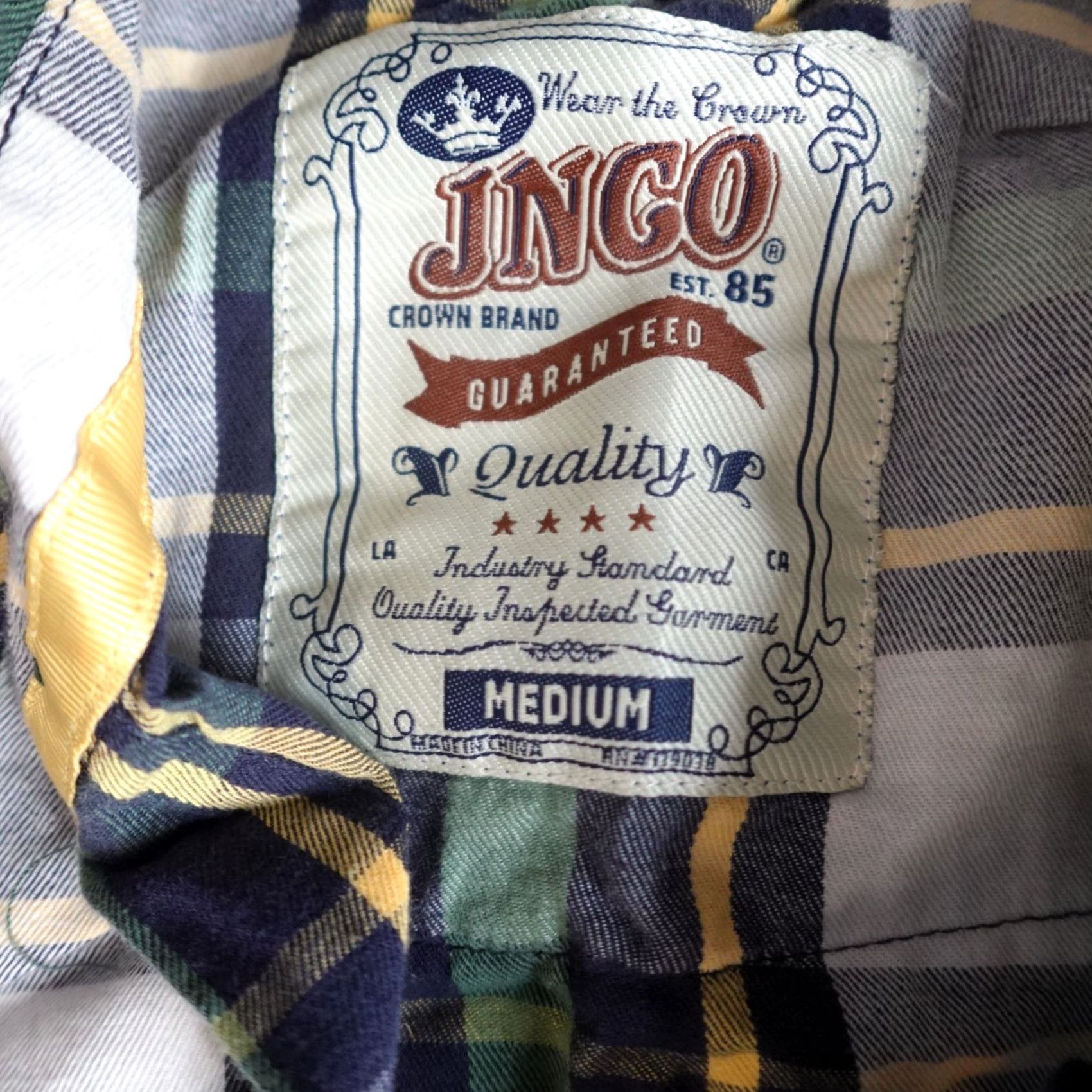 JNCO JNCO Mens Shirt M White Green Plaid 100% Cotton Button-Up Collared Long Sleeve Casual Pockets Regular Mens Size US M / EU 48-50 / 2 - 3 Thumbnail