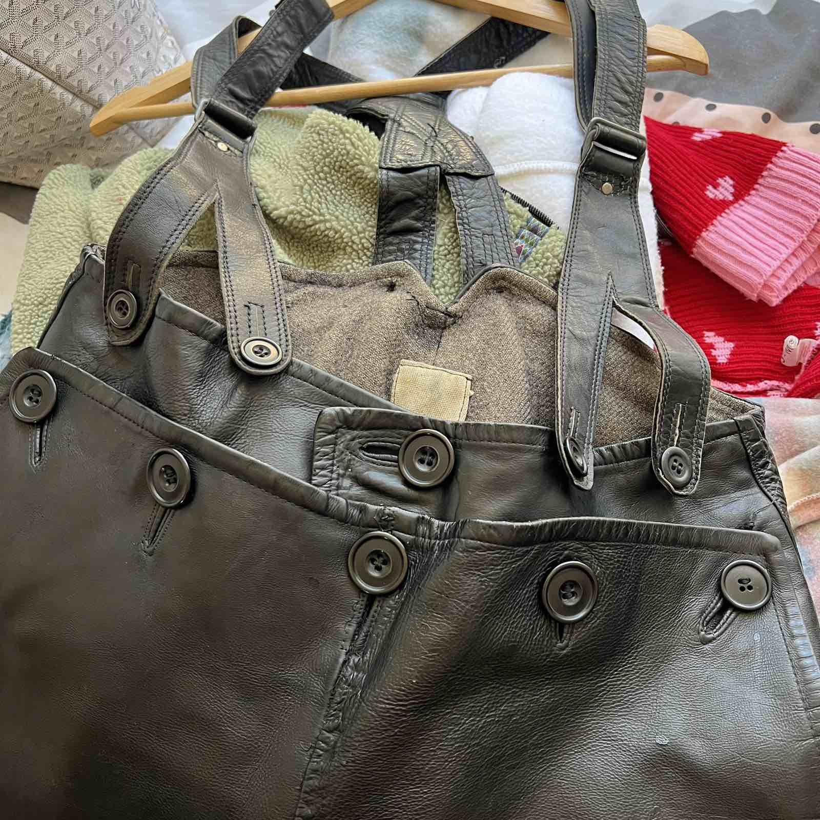 Vintage Vintage Antique 1940s WW2 European Army Flying Leather Pants Size US 34 / EU 50 - 14 Thumbnail