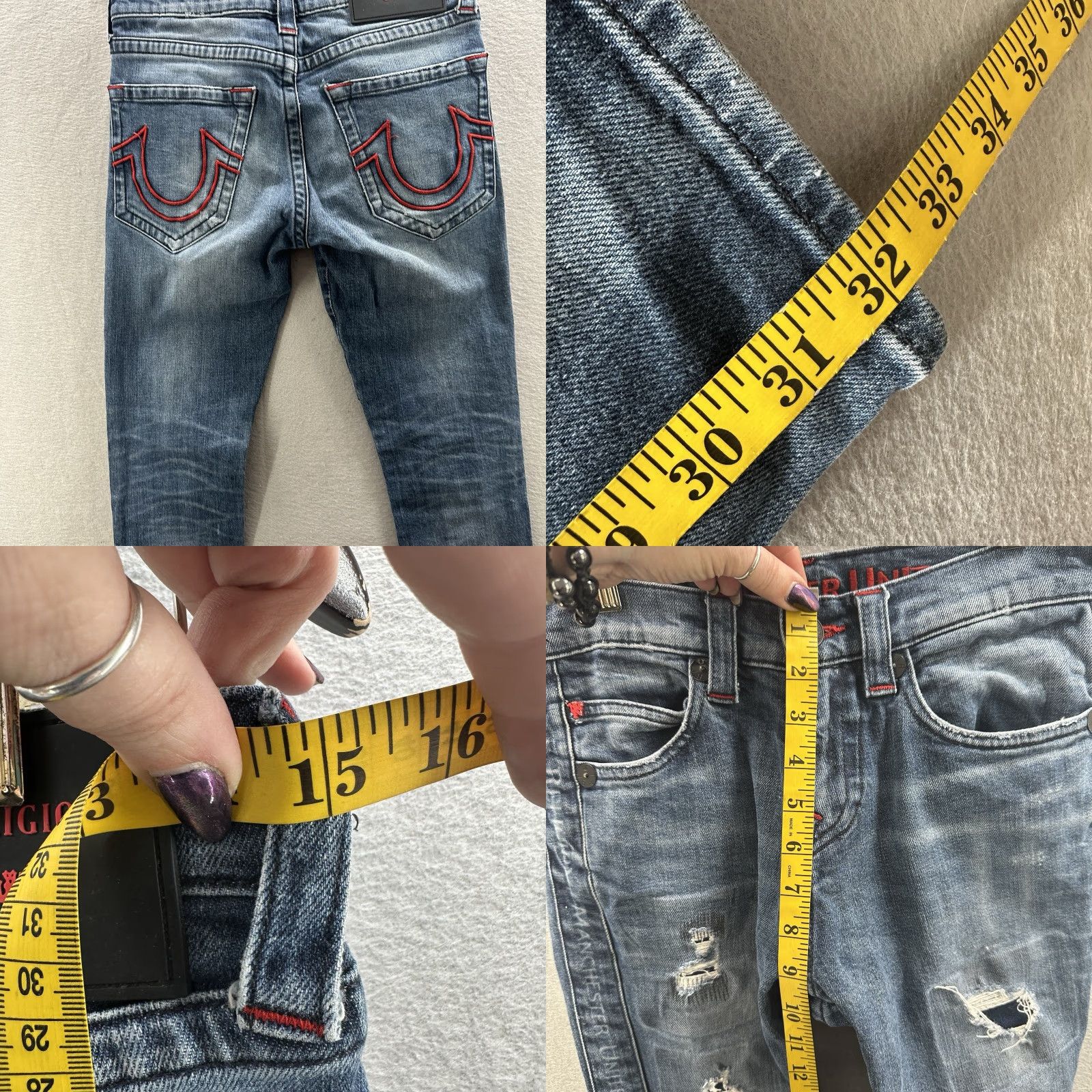 True Religion True Religion Jeans Women 28 Blue Logo Denim Distressed Slim Skinny Distress Manchester United Jeans Size 28" / US 6 / IT 42 - 10 Thumbnail