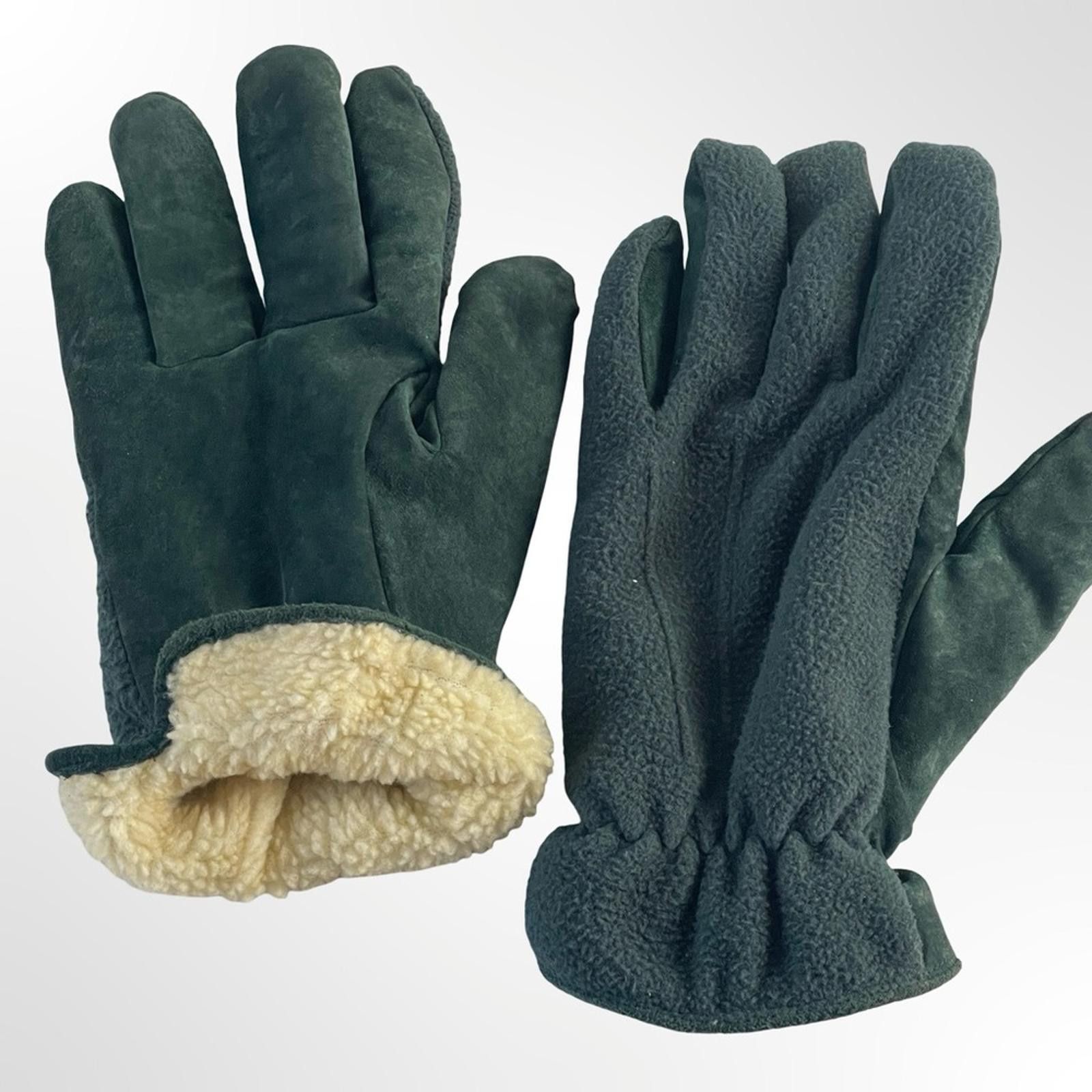 NBDN Nobrandedon Men's Green Fleece Lined Gloves size M-L Size ONE SIZE - 1 Thumbnail