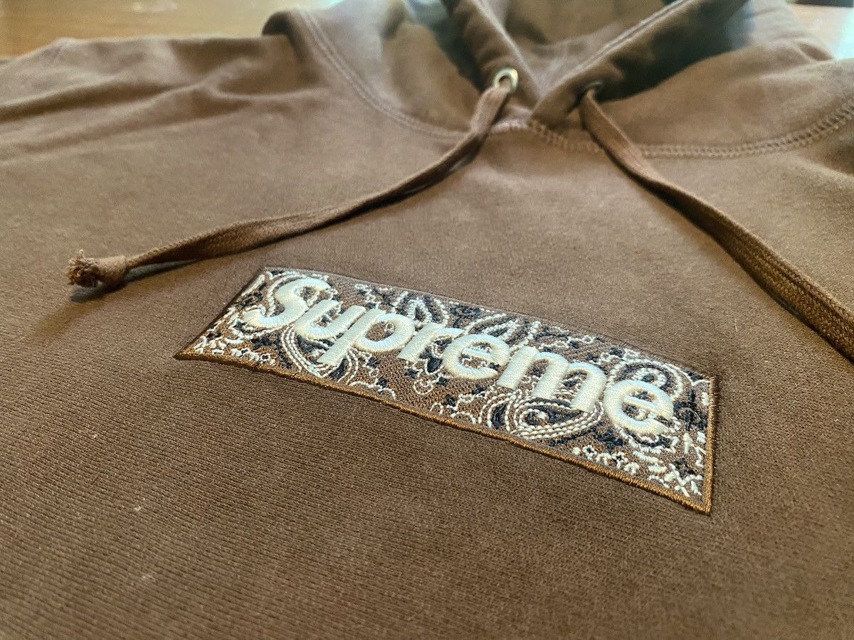 Supreme Supreme Bandana Box Logo Hooded Sweatshirt Dark Brown XL | Grailed