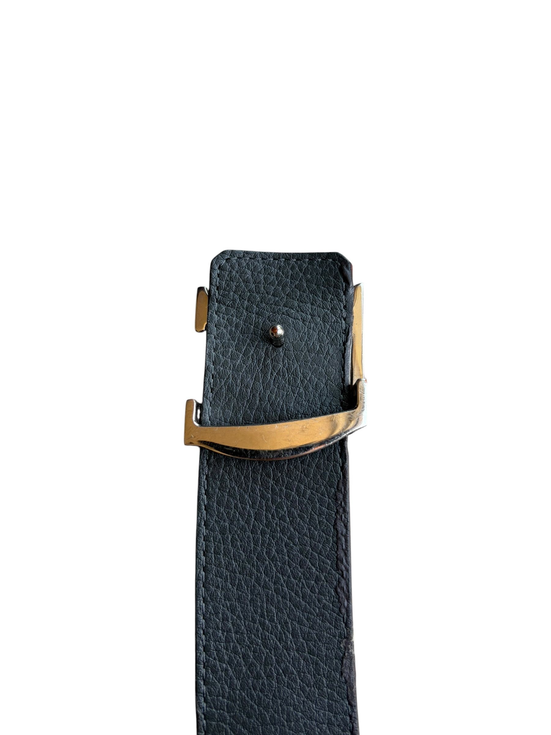 Louis Vuitton Louis Vuitton Navy & Brown Silver Reversible Belt Size 34 - 5 Thumbnail
