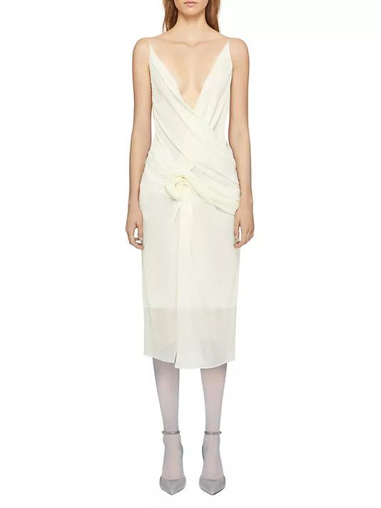 Givenchy o1w1db10325 Midi Drappe Dress in Butter Size L / US 10 / IT 46 - 2 Thumbnail