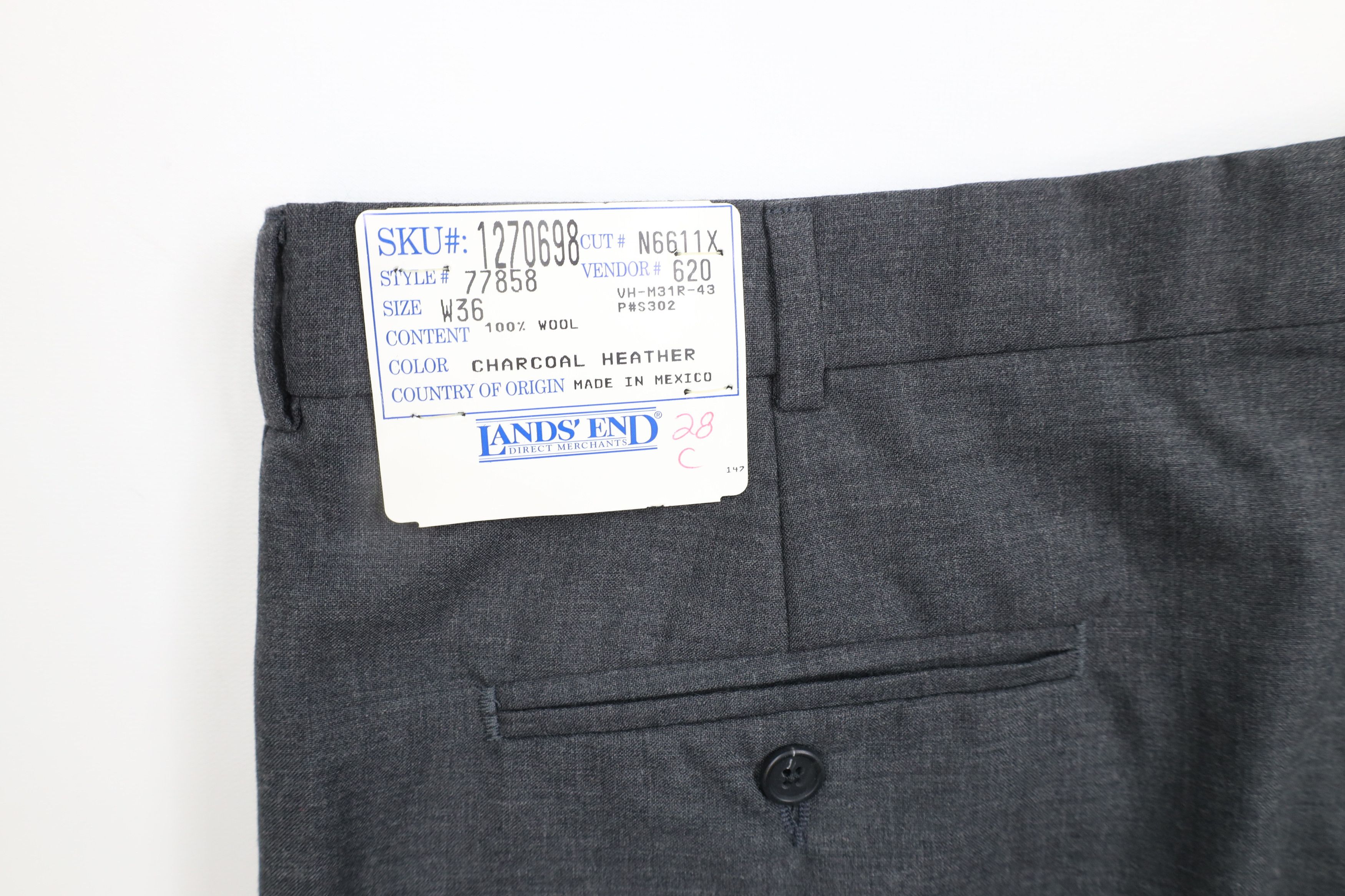 Lands' End × Vintage Deadstock Vintage 90s Lands End Wool Wide Leg Chino Pants Size US 36 / EU 52 - 12 Thumbnail
