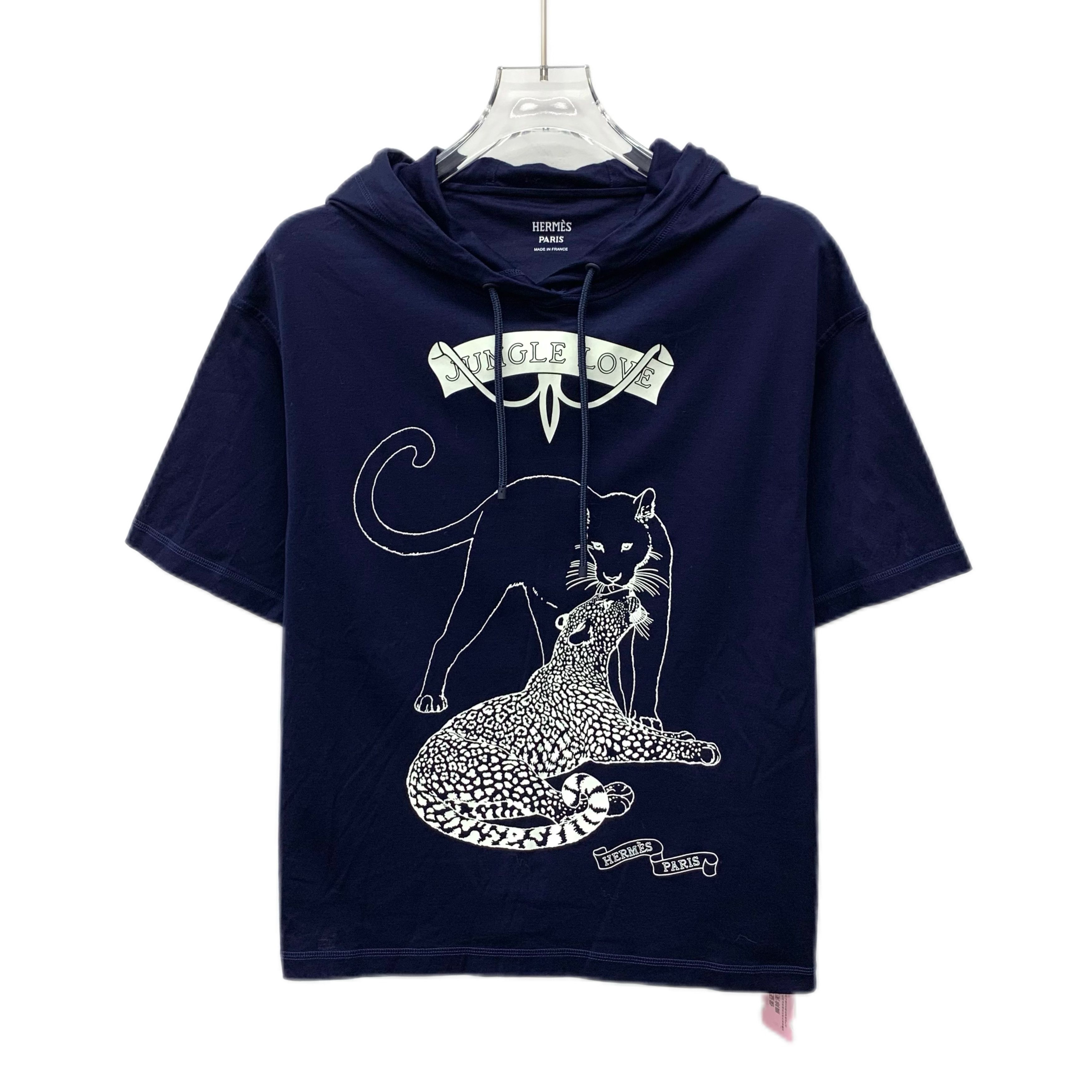 Hermes CW0450 Hermès Navy Blue Hooded Cotton T-Shirt Size XXS / US 00 / IT 34 - 1 Thumbnail
