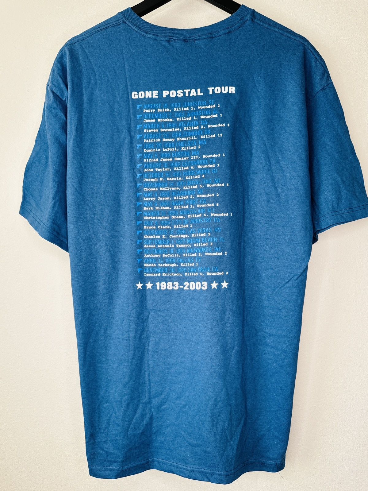 Vintage Vintage Postal Shootings Tour 1983 - 2003 T Shirt Size US L / EU 52-54 / 3 - 5 Thumbnail