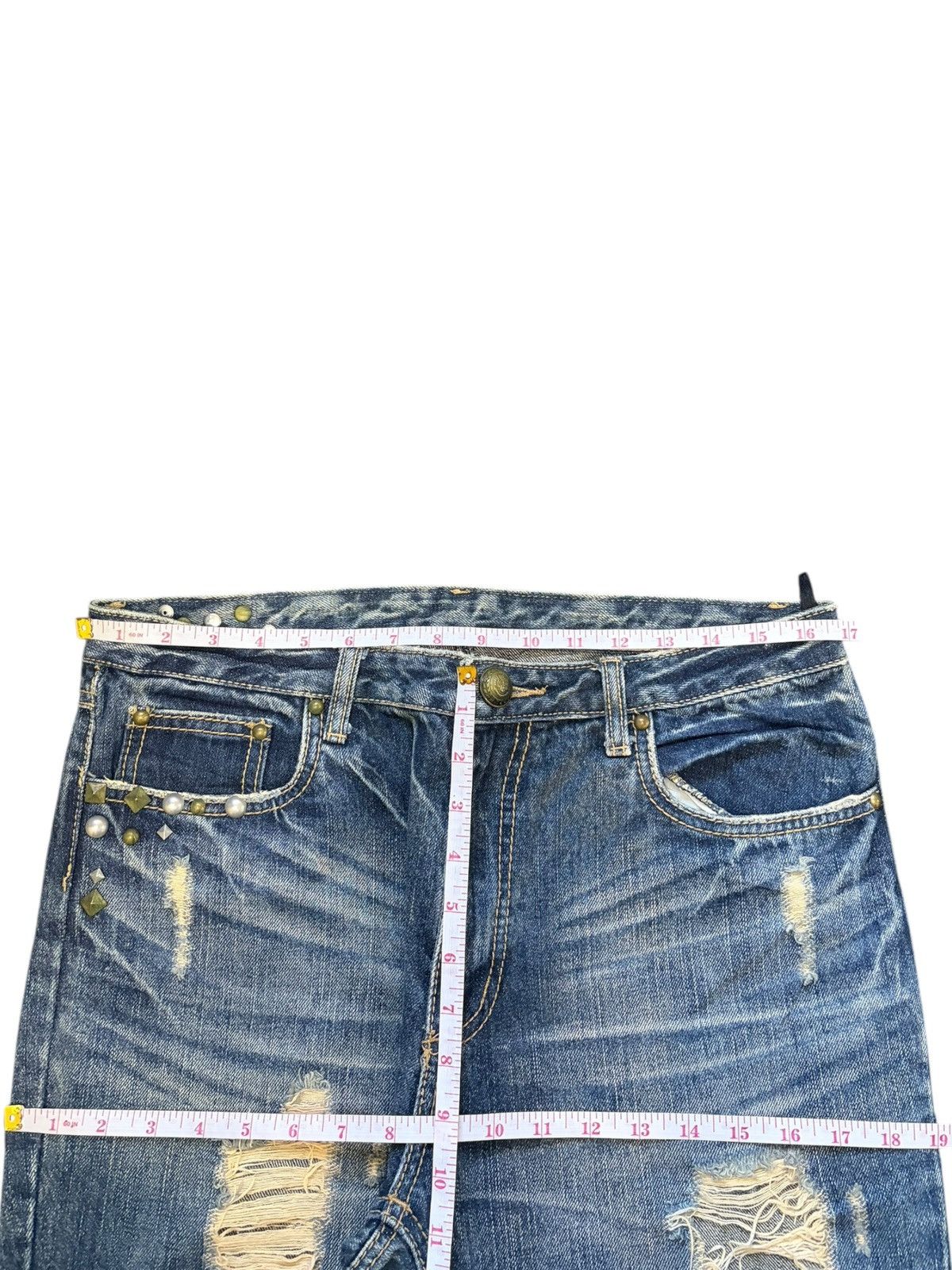 Hysteric Glamour Vintage Japanese Brand Rusty Wash Distress Flare Jeans Size 33" - 6 Thumbnail